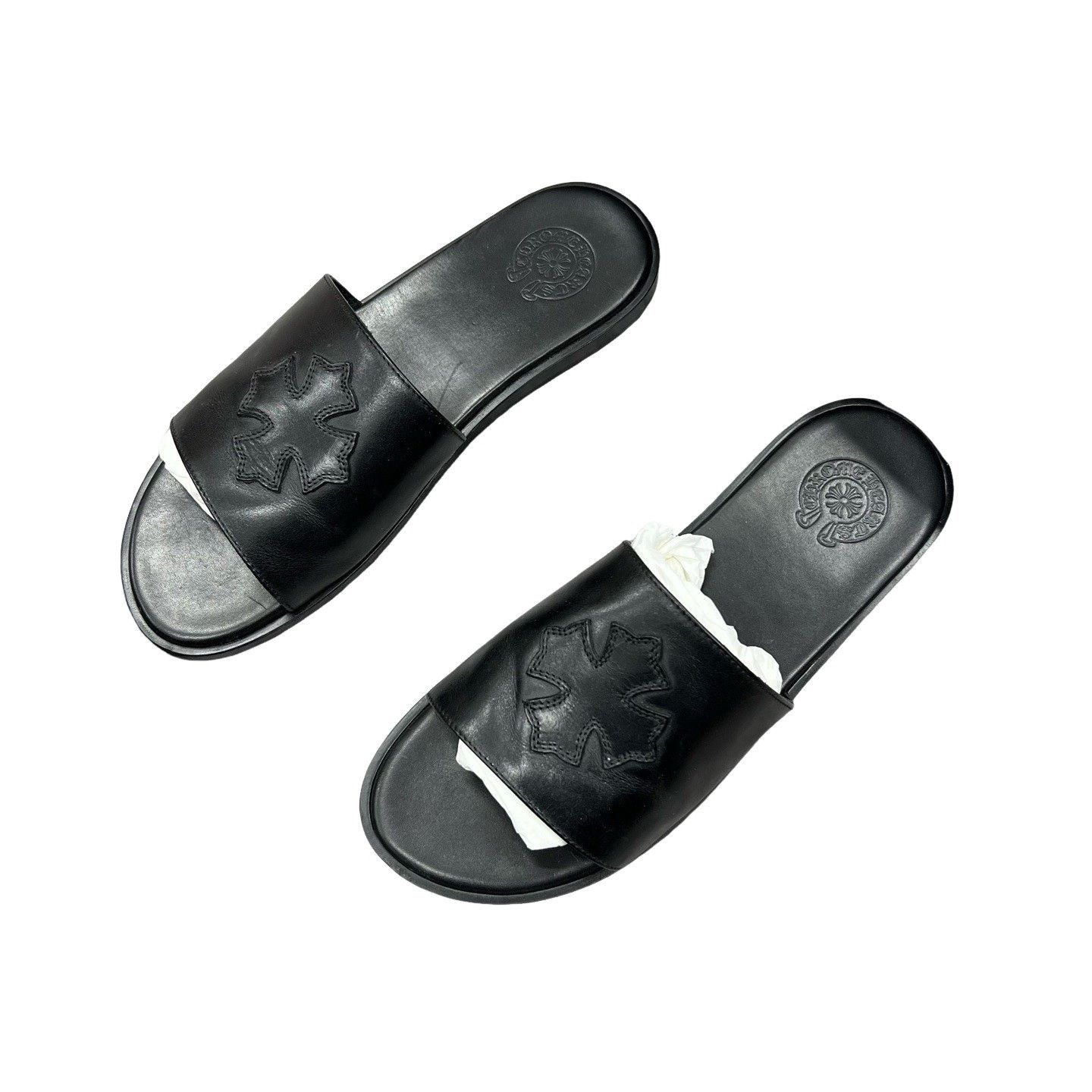 Chrome Hearts Chrome Hearts Cross Leather Slides Size 12 Size US 12 / EU 45 - 1 Thumbnail