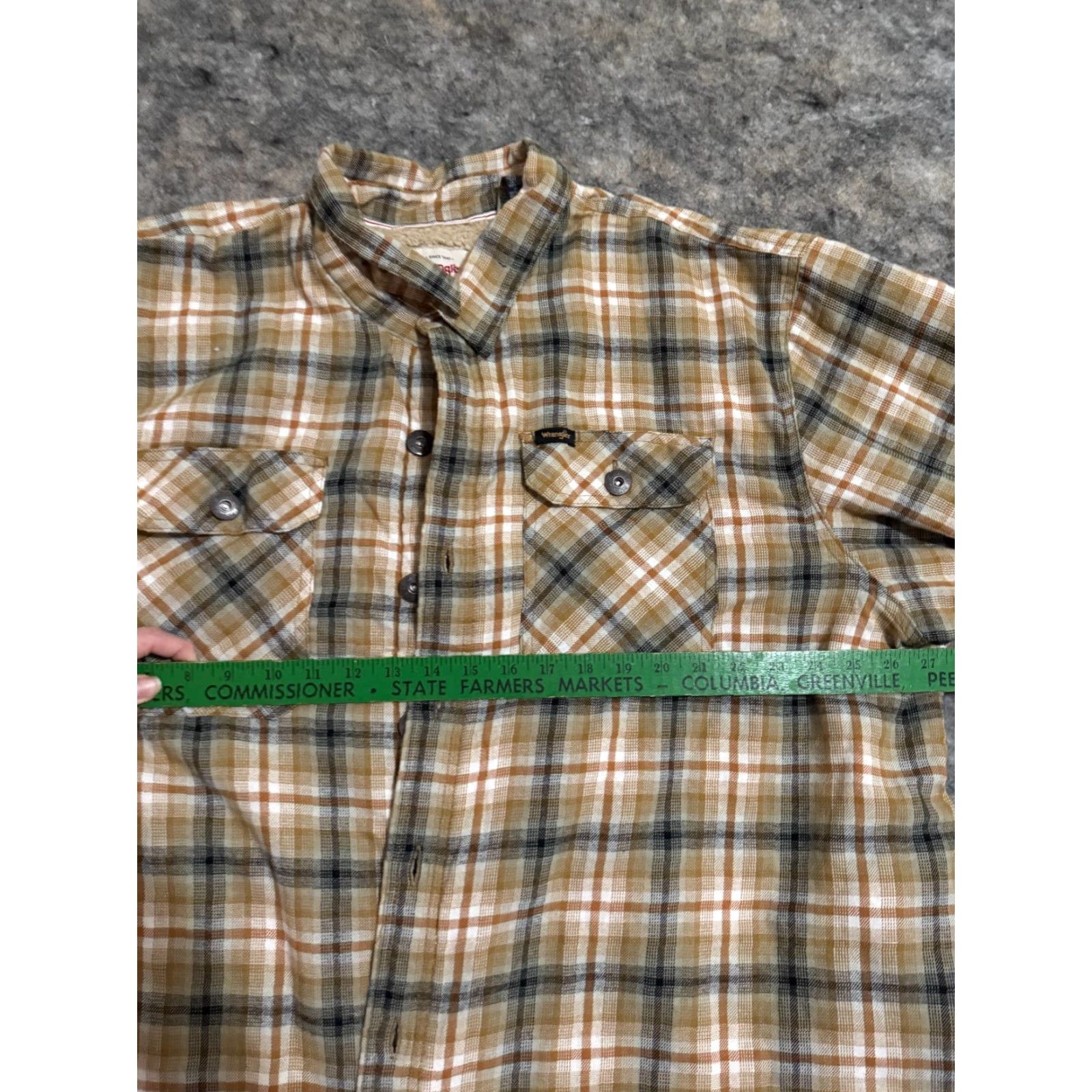 Wrangler Wrangler Mens Shirt 2XL Brown Plaid Flannel Lined Chore Barn Shirt Button-Up Long Sleeve Casual Outdoor Pockets Mens Size US XXL / EU 58 / 5 - 7 Thumbnail