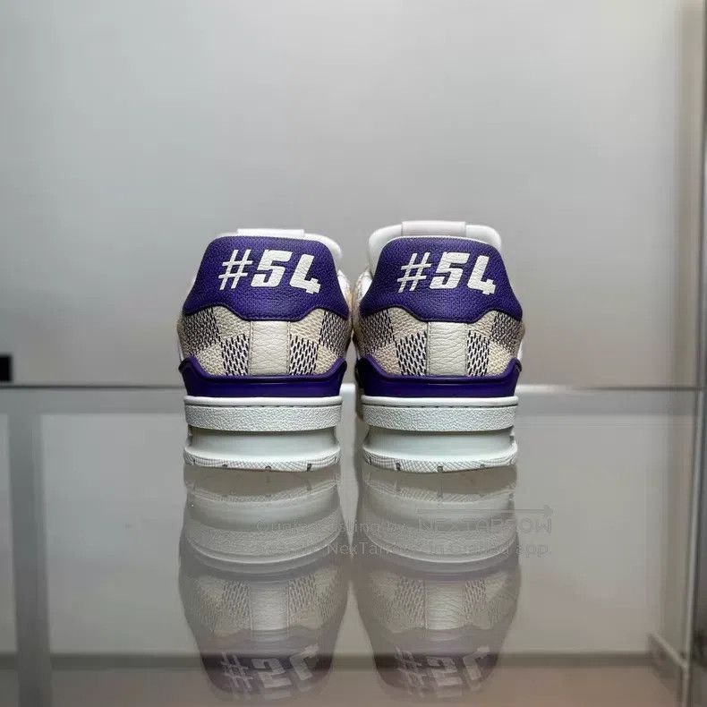 Louis Vuitton Louis Vuitton Trainer White and Purple Checker shoes Size US 8.5 / EU 41-42 - 3 Thumbnail