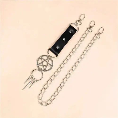 Jewelry Leather Metal Chain Keychain Size ONE SIZE - 3 Thumbnail