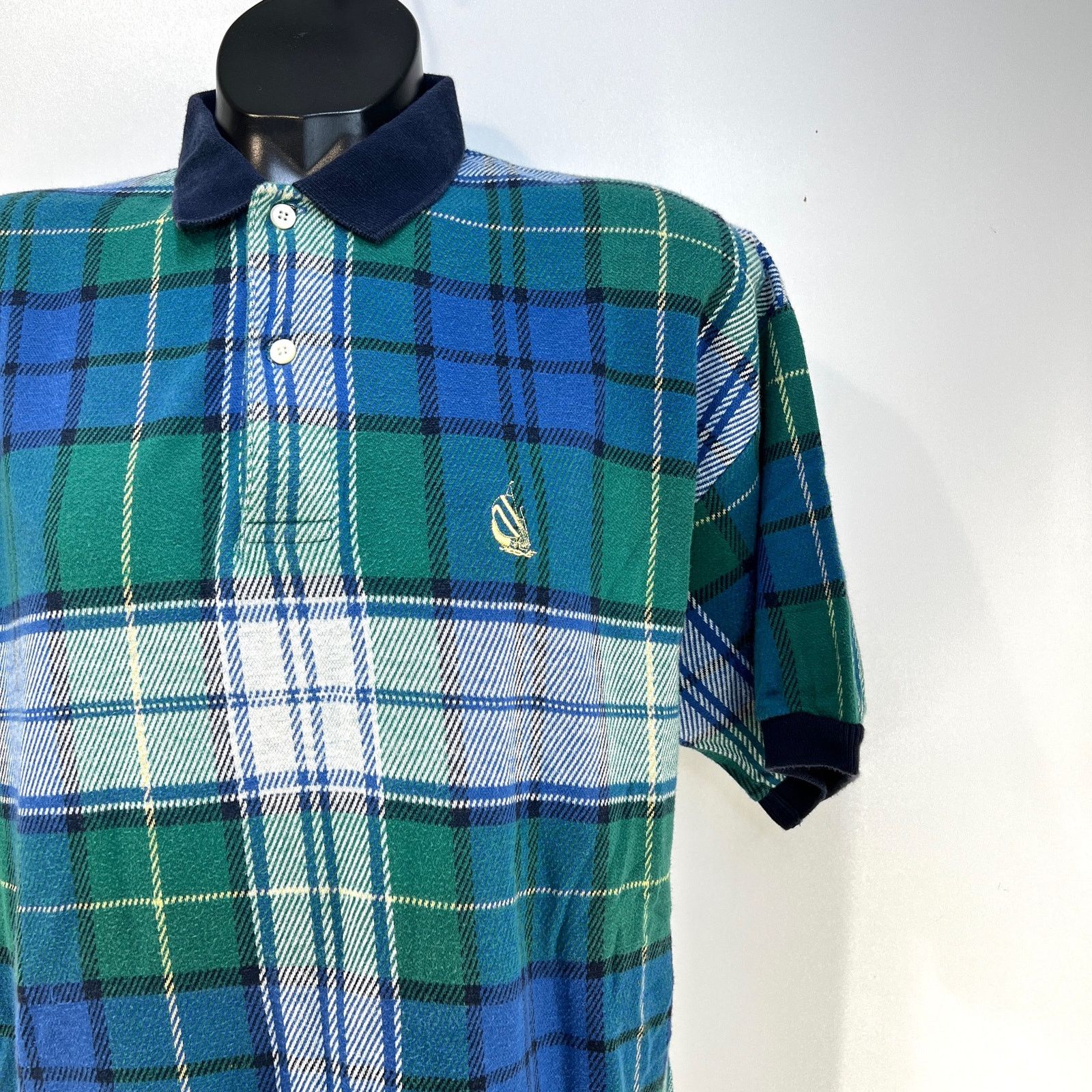 Vintage Vintage 80s Nautica Plaid Polo Shirt Green White Golf Size US XL / EU 56 / 4 - 4 Thumbnail