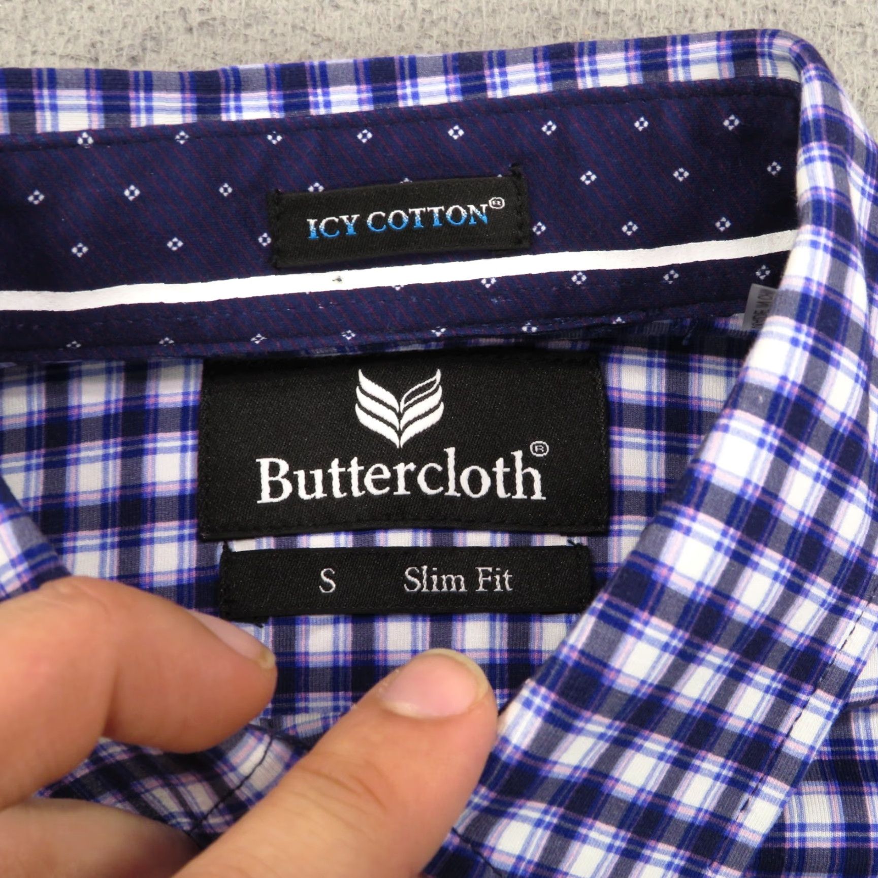 Vintage Buttercloth Shirt Mens Small SLIM Icy Cotton Performance Cooling Plaid Blue Flex Size US S / EU 44-46 / 1 - 7 Thumbnail
