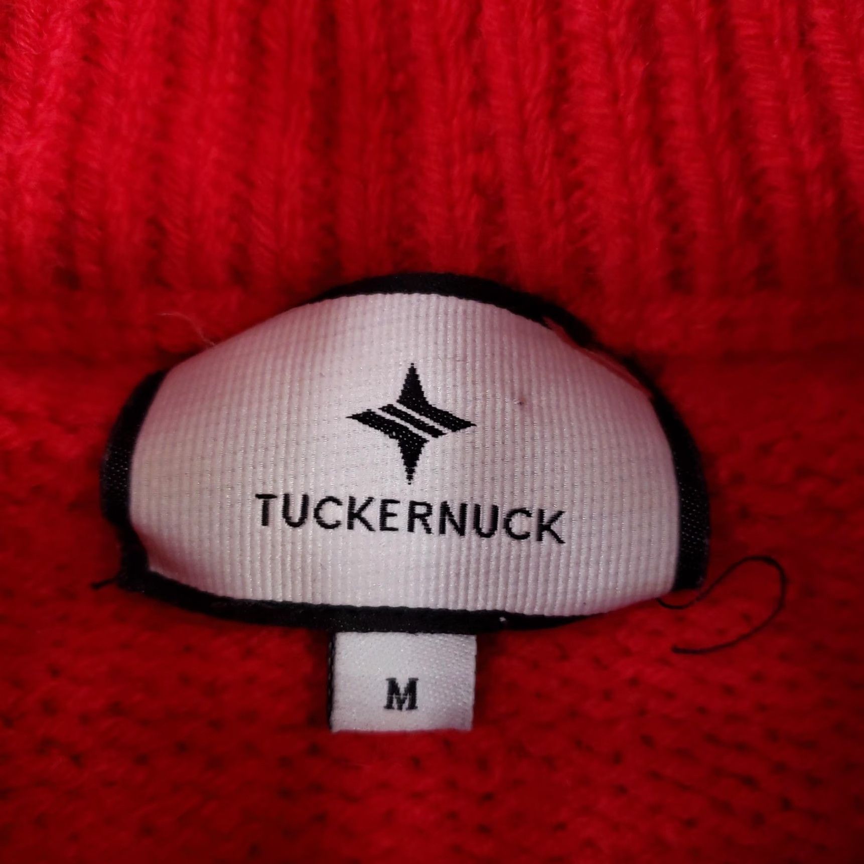 Vintage Tuckernuck Sweater Womens Medium Red Fringe Mock Neck Cable Knit Chunky Pullover Size M / US 6-8 / IT 42-44 - 5 Thumbnail