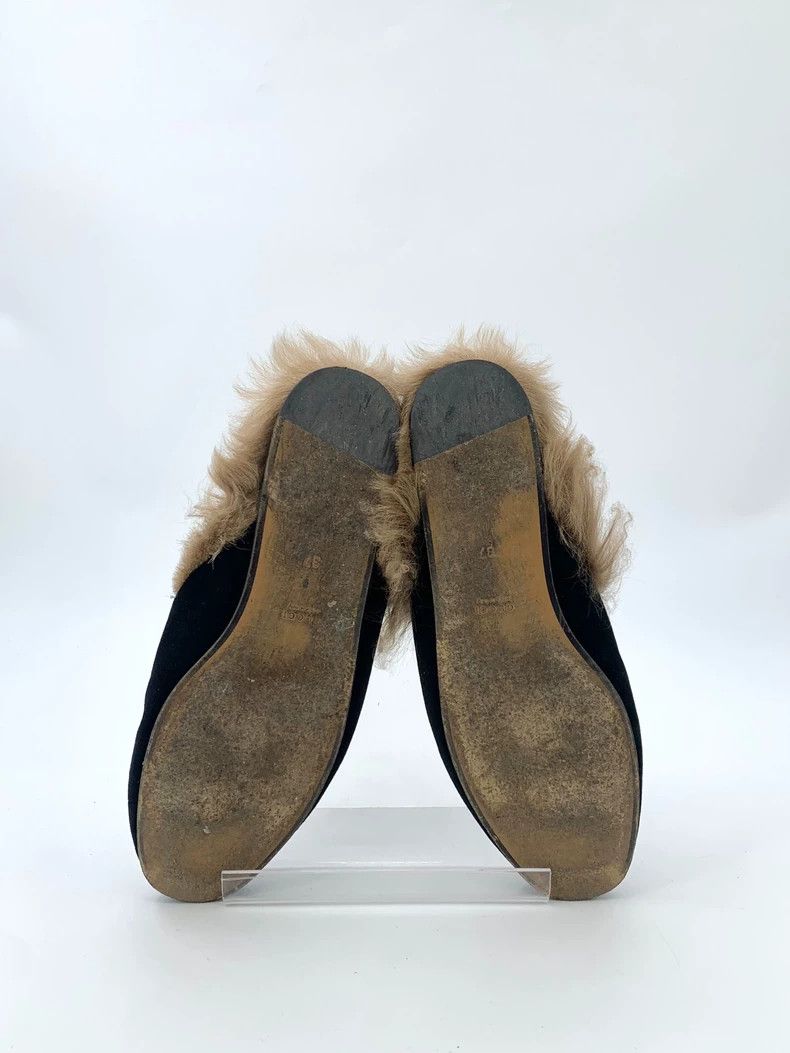 Gucci Gucci Black Horse Buckle Plush Mule Slippers 2502-Nextarrow Size US 5 / EU 37 - 5 Thumbnail