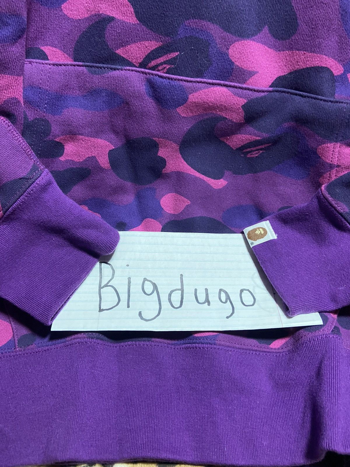 Bape Bape purple camo college pullover hoodie Size US L / EU 52-54 / 3 - 7 Thumbnail
