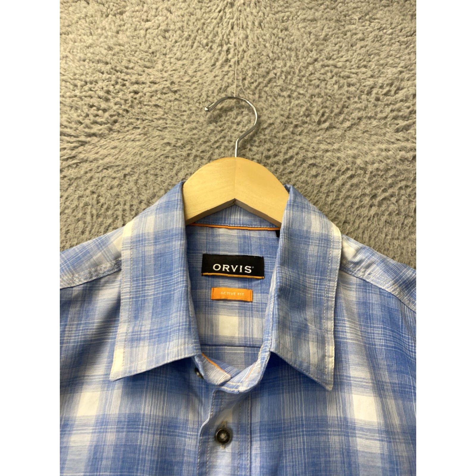 Orvis Orvis Active Fit Button-Up Shirt Mens L Blue Plaid Fishing Performance Long Sleeve Button Size US L / EU 52-54 / 3 - 4 Thumbnail