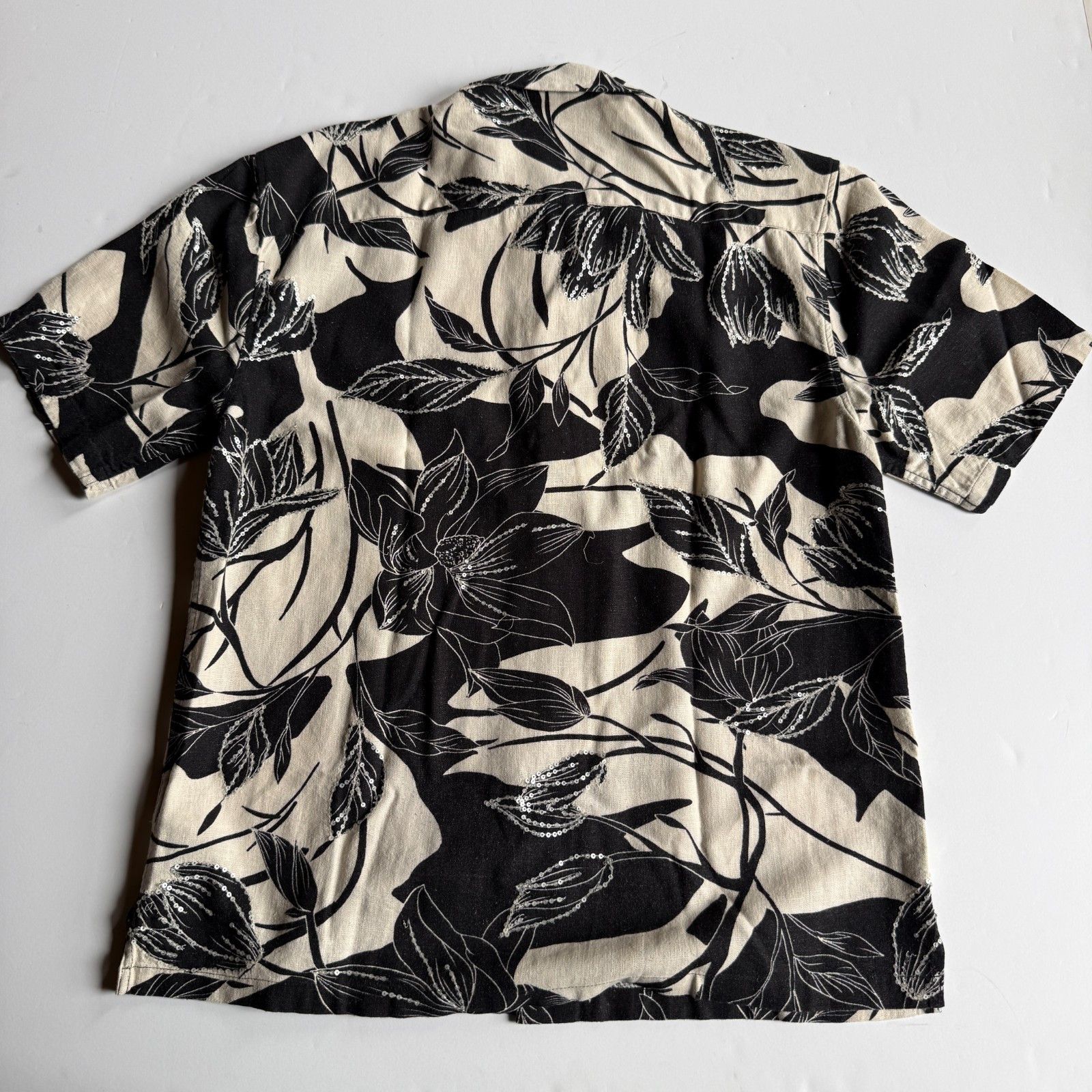 Abercrombie & Fitch Abercrombie & Fitch Summer Linen Black Floral Shirt Size US M / EU 48-50 / 2 - 5 Thumbnail