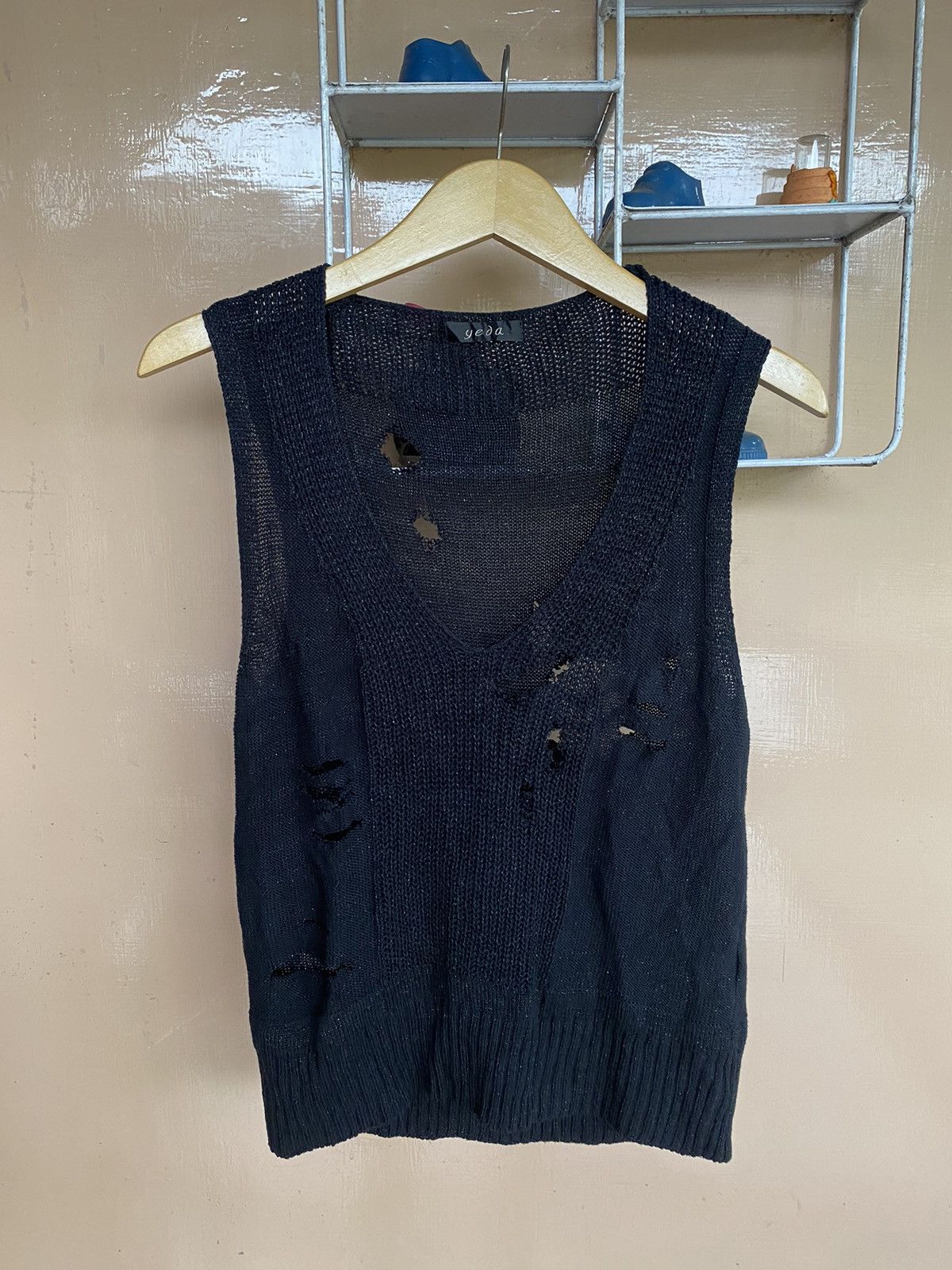 image of Hysteric Glamour Bindingofferjapanese Destroyed Tanktop Arcived Styled in Black, Men's (Size Small)