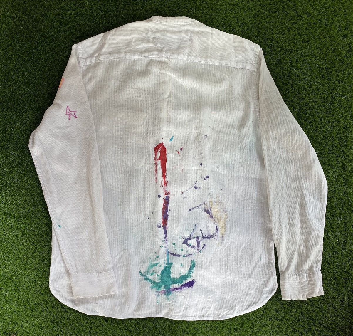 Japanese Brand H&M Button Up Shaw Collar Painted Design Size US L / EU 52-54 / 3 - 2 Thumbnail