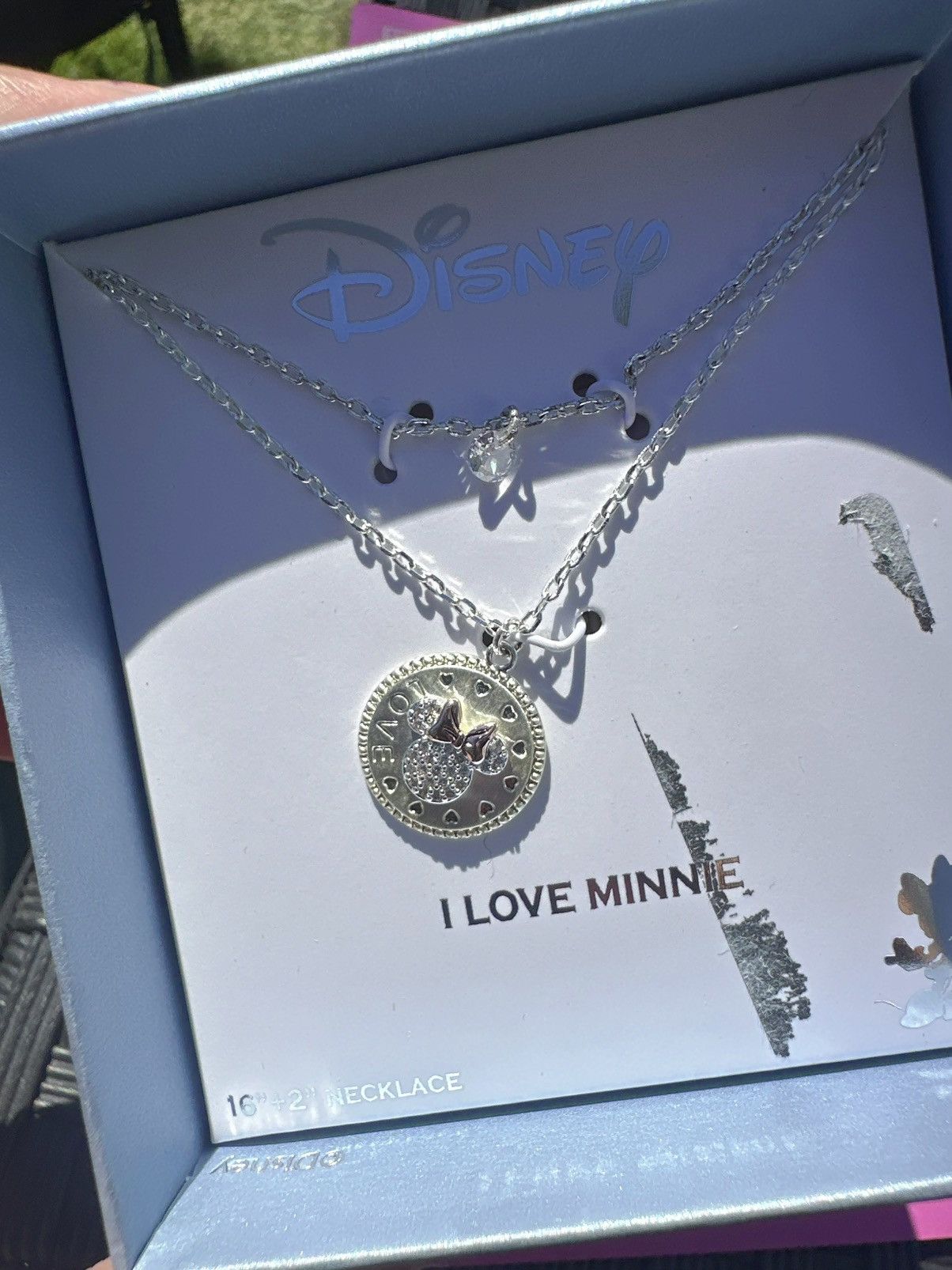 Designer Disney necklace silver tone rose gold bow “I love Minnie” Size ONE SIZE - 3 Thumbnail