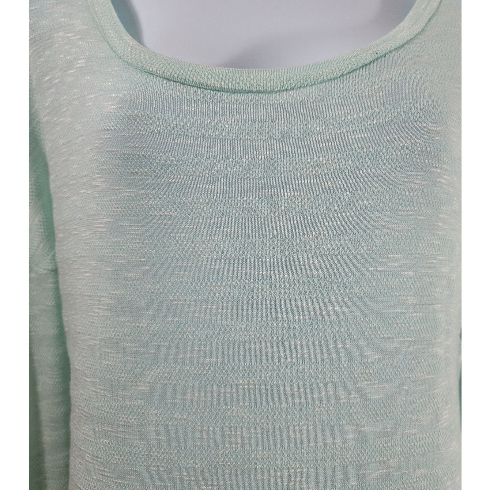 Other Cherish Light Green Tight Knit Roll Tab Sleeves Top Large Size L / US 10 / IT 46 - 5 Thumbnail