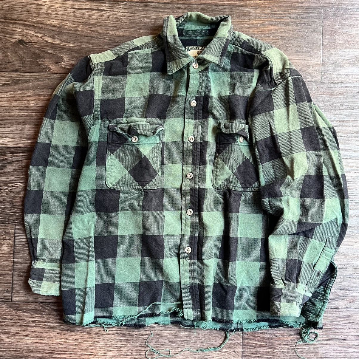 Vintage Vintage 2000s Thick Green Flannel Cut/Cropped L/XL Size US XL / EU 56 / 4 - 1 Thumbnail