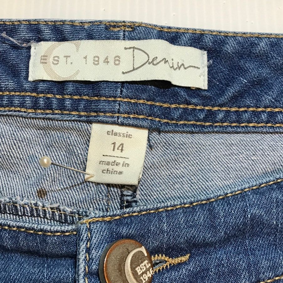 Other C est. 1948 Blue Denim High-Rise Mid-Length Jean Shorts 14 Size 36" / US 14 / IT 50 - 3 Thumbnail