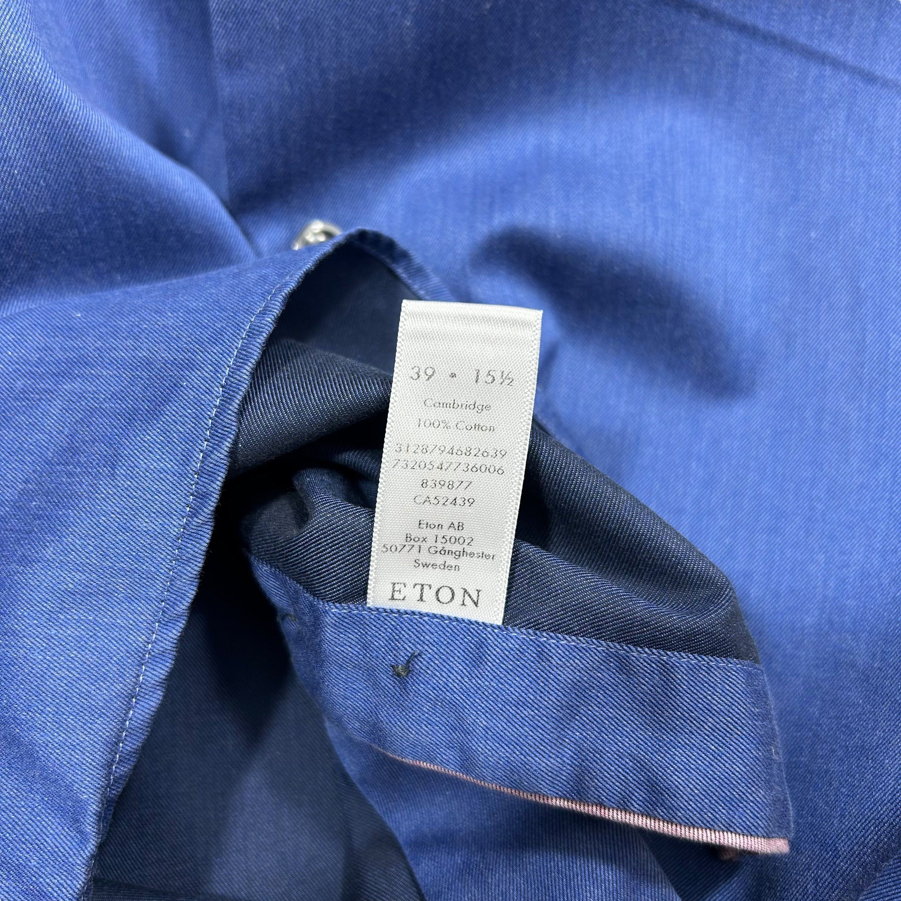 Eton Eton Contemporary Fit Cambridge Cotton Blue Shirt 15.5 Size 38R - 6 Thumbnail