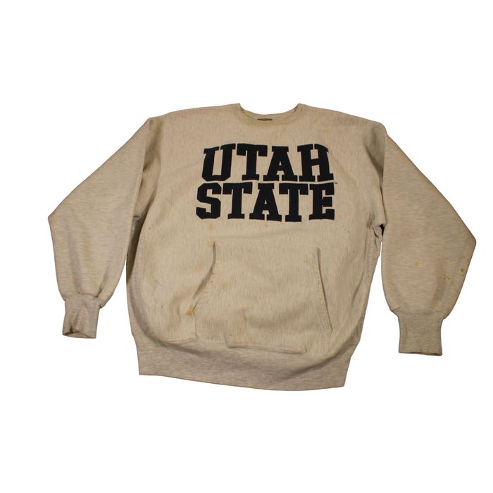 Vintage Vintage 90's MV Sports Utah State Pullover Sweatshirt Grey