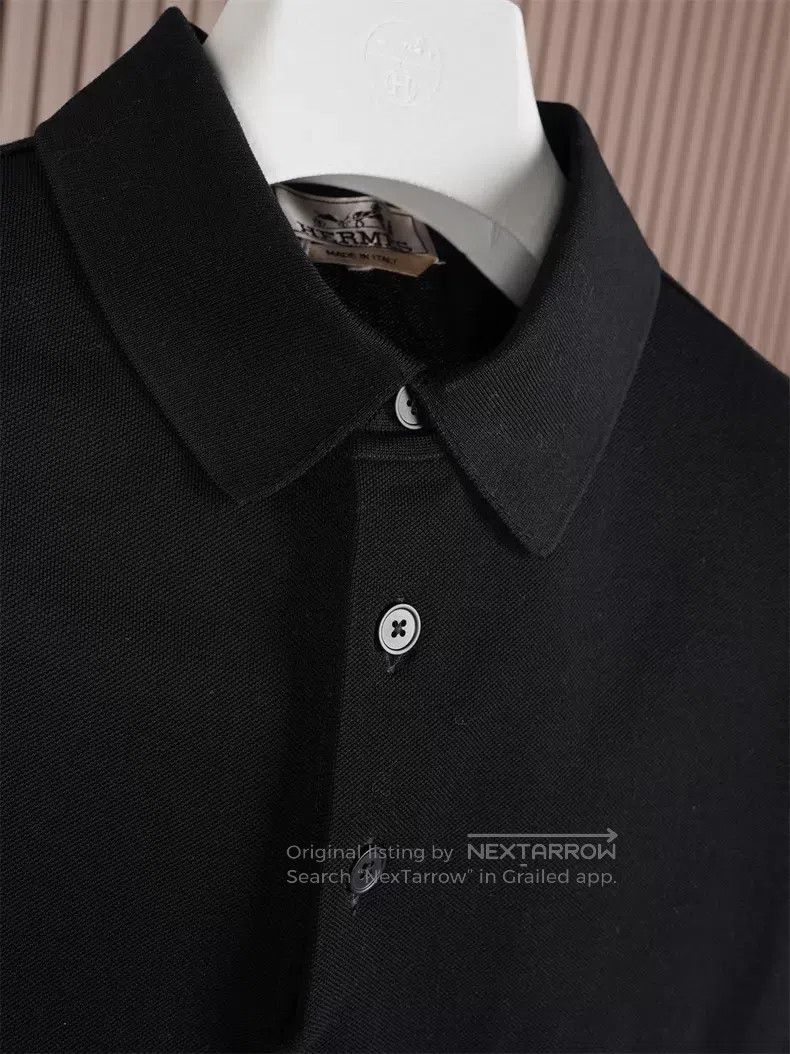 Hermes Hermes Men's Black Slim Fit Short Sleeve Polo Size US XL / EU 56 / 4 - 3 Thumbnail