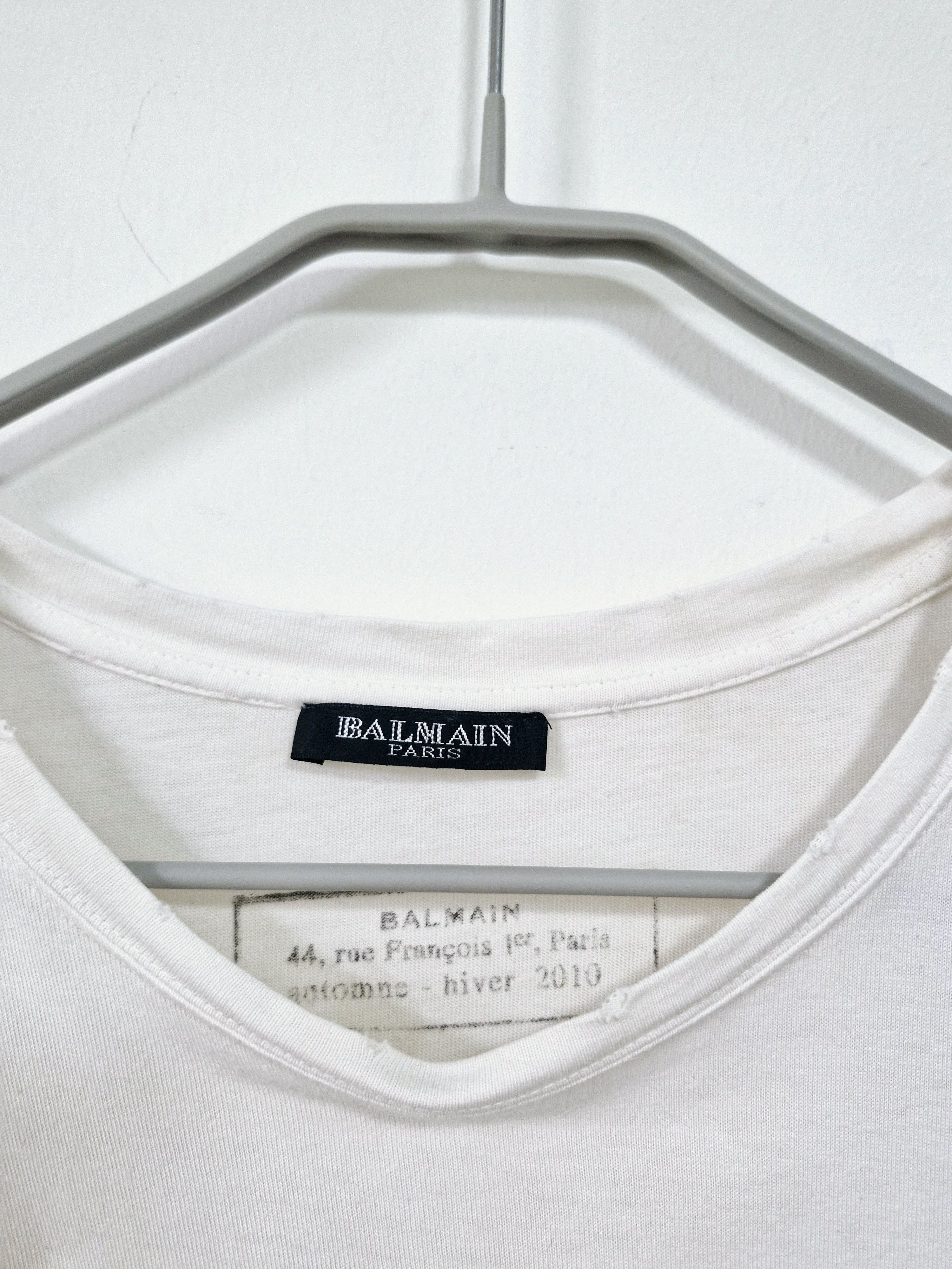 Balmain AW10 Balmain Decarnin Distressed Stained White T-shirt Size US M / EU 48-50 / 2 - 3 Thumbnail