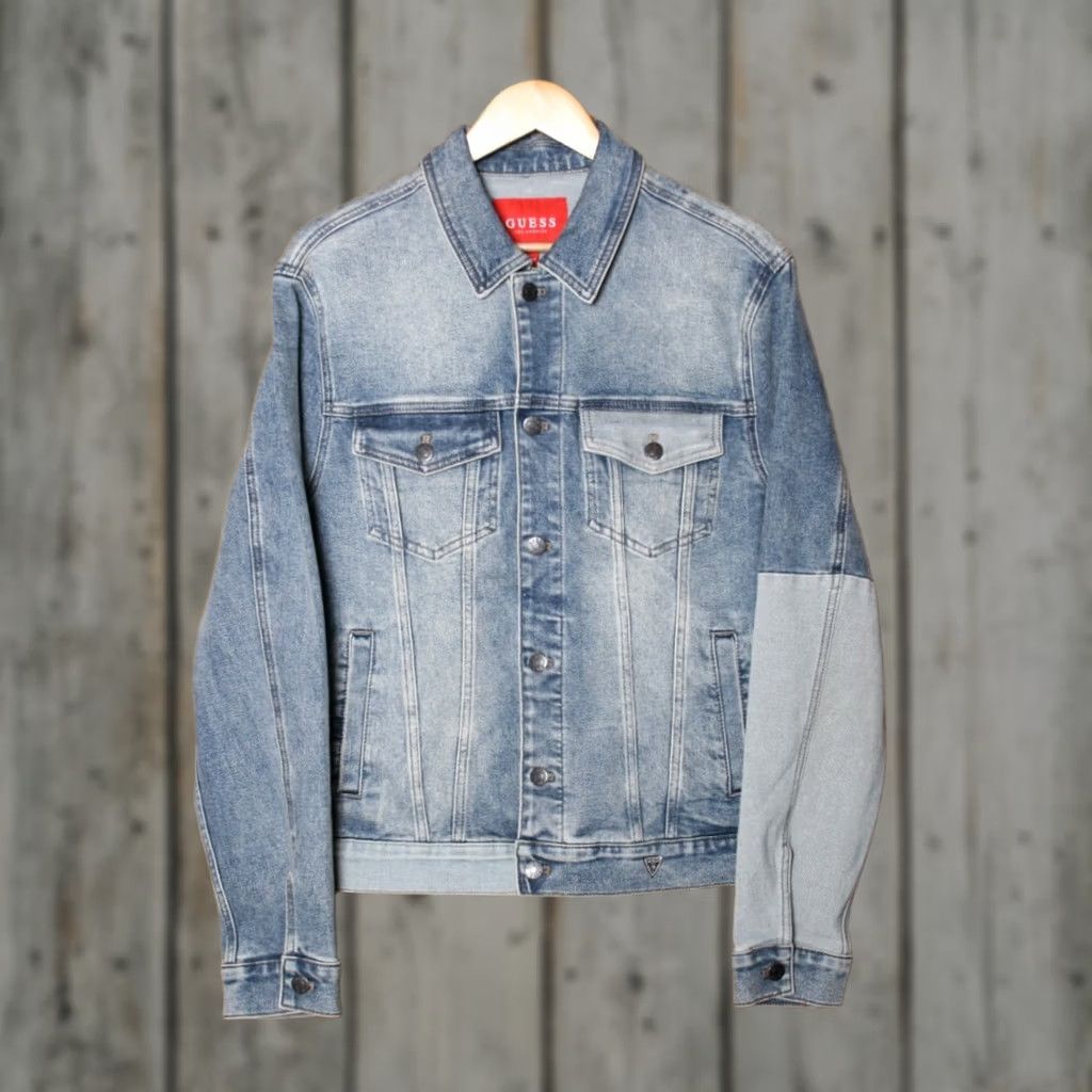 Guess GUESS Blue Two-Tone Stretch Denim Jean Jacket Men Sz L Jacket Jeans Blue Denim Shirt? Size US 33 - 1 Thumbnail