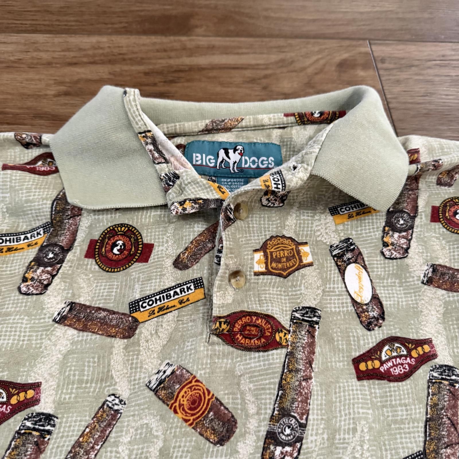 Big Dogs Vintage Y2K Big Dogs Cigar AOP Funny Polo Shirt Size US L / EU 52-54 / 3 - 2 Thumbnail