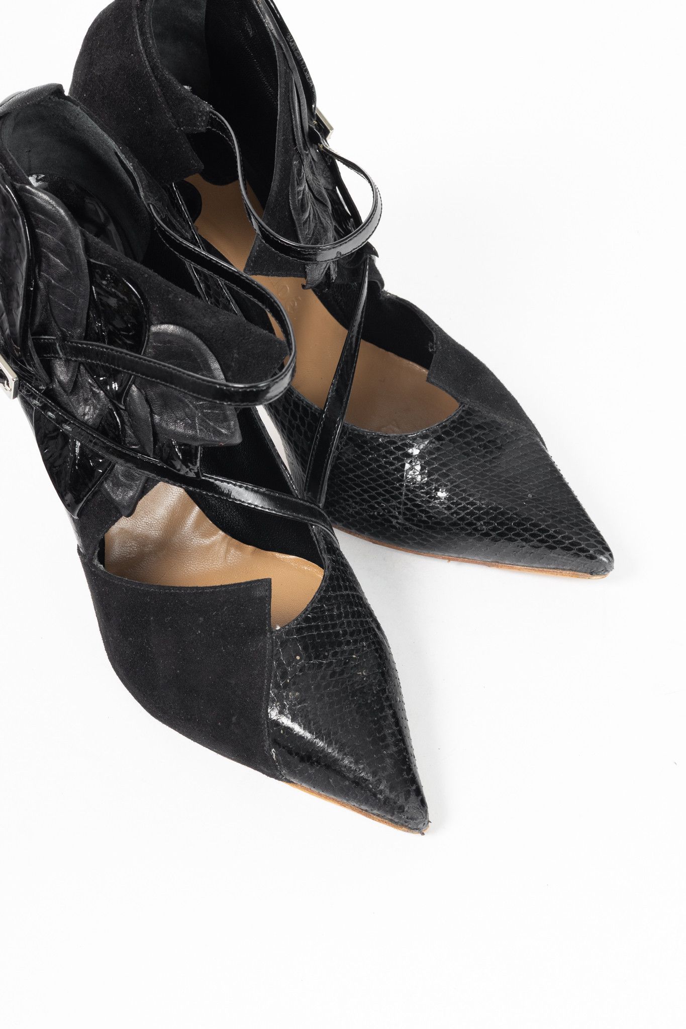Chloe Chloe AW08 Runway Snake-Embossed/Suede/Leaf-Applique Heels Size US 6 / IT 36 - 6 Thumbnail