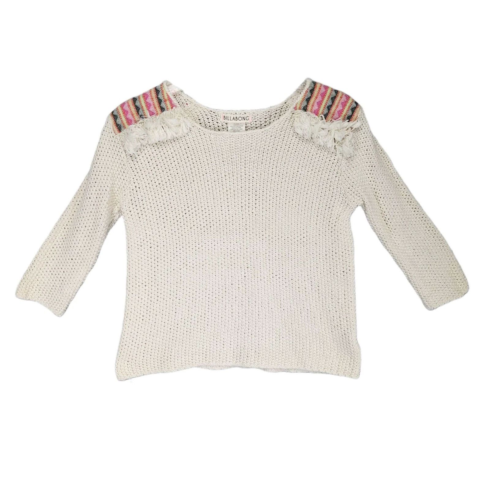 Billabong Billabong Sandy Kisses Women's M Fringe Open Knit Sweater Size M / US 6-8 / IT 42-44 - 2 Thumbnail