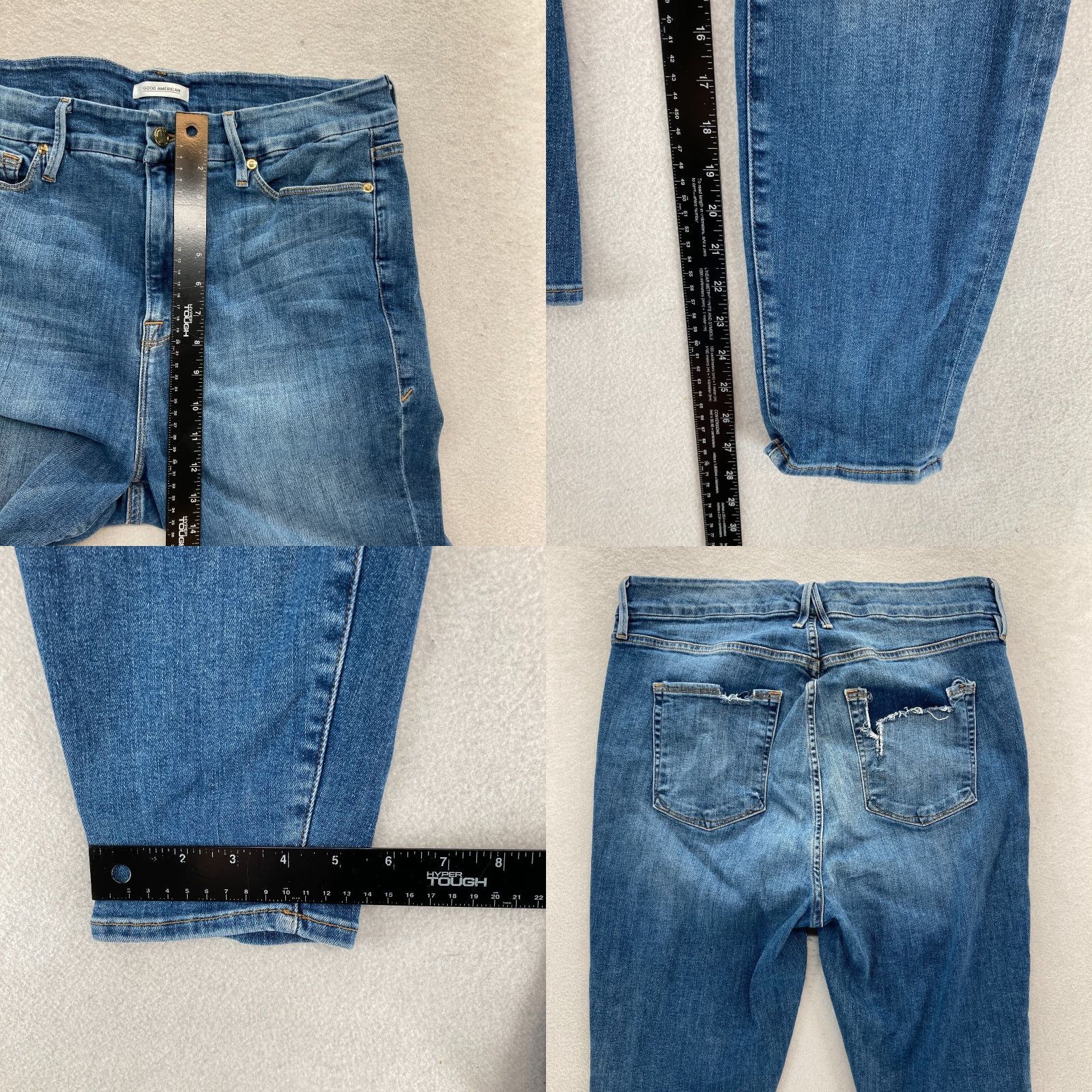 Good American Good American Good Legs Ripped Pocket Jeans Women's Plus 18 Blue Stretch Denim Slim High Rise 5-Pocket Menus Womens Size 40" / US 18 - 8 Thumbnail