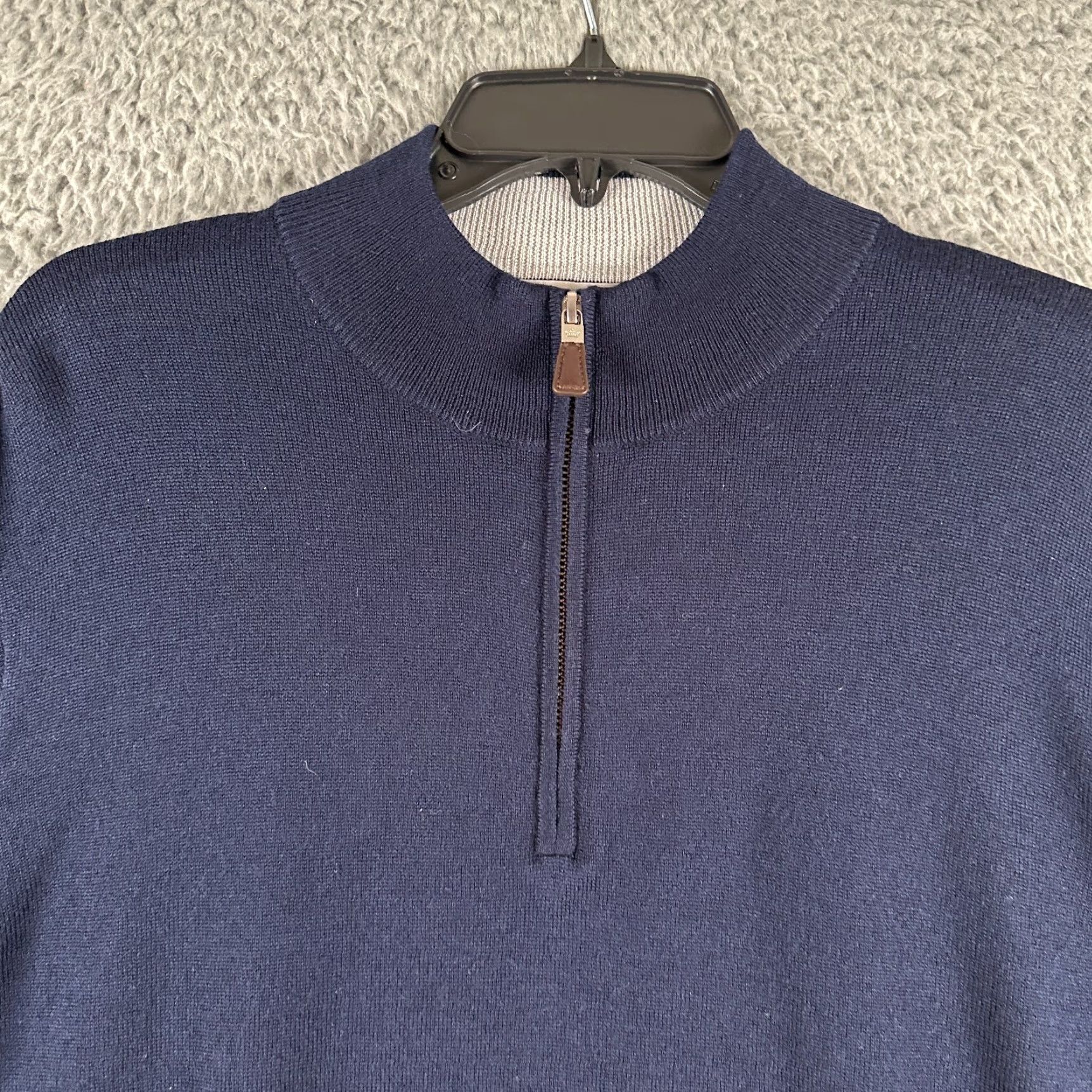 Peter Millar VINTAGE Peter Millar 1/4 Zip Sweater Men's Medium Solid Blue Merino Wool Blend Flaw Pullover Zip Mock Neck"} Size US M / EU 48-50 / 2 - 2 Thumbnail