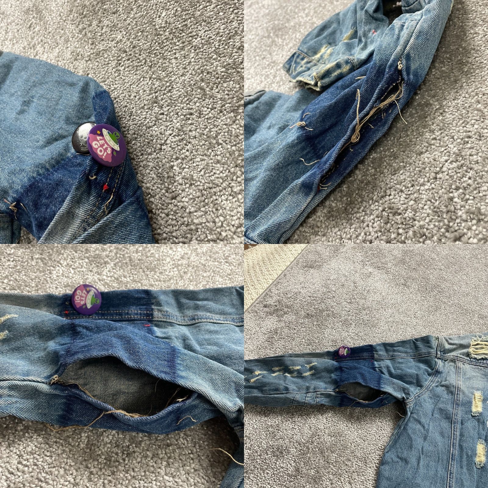 Denime Zoho Women’s Denim Jacket Medium Blue Full Zip Casual Punk Distressed Pockets Fall Winter Size M / US 6-8 / IT 42-44 - 8 Thumbnail