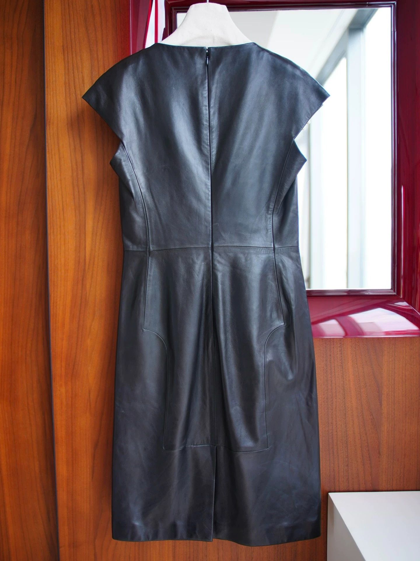 Yves Saint Laurent YSL Rive Gauche Leather Square Neck Dress Size L / US 10 / IT 46 - 5 Thumbnail