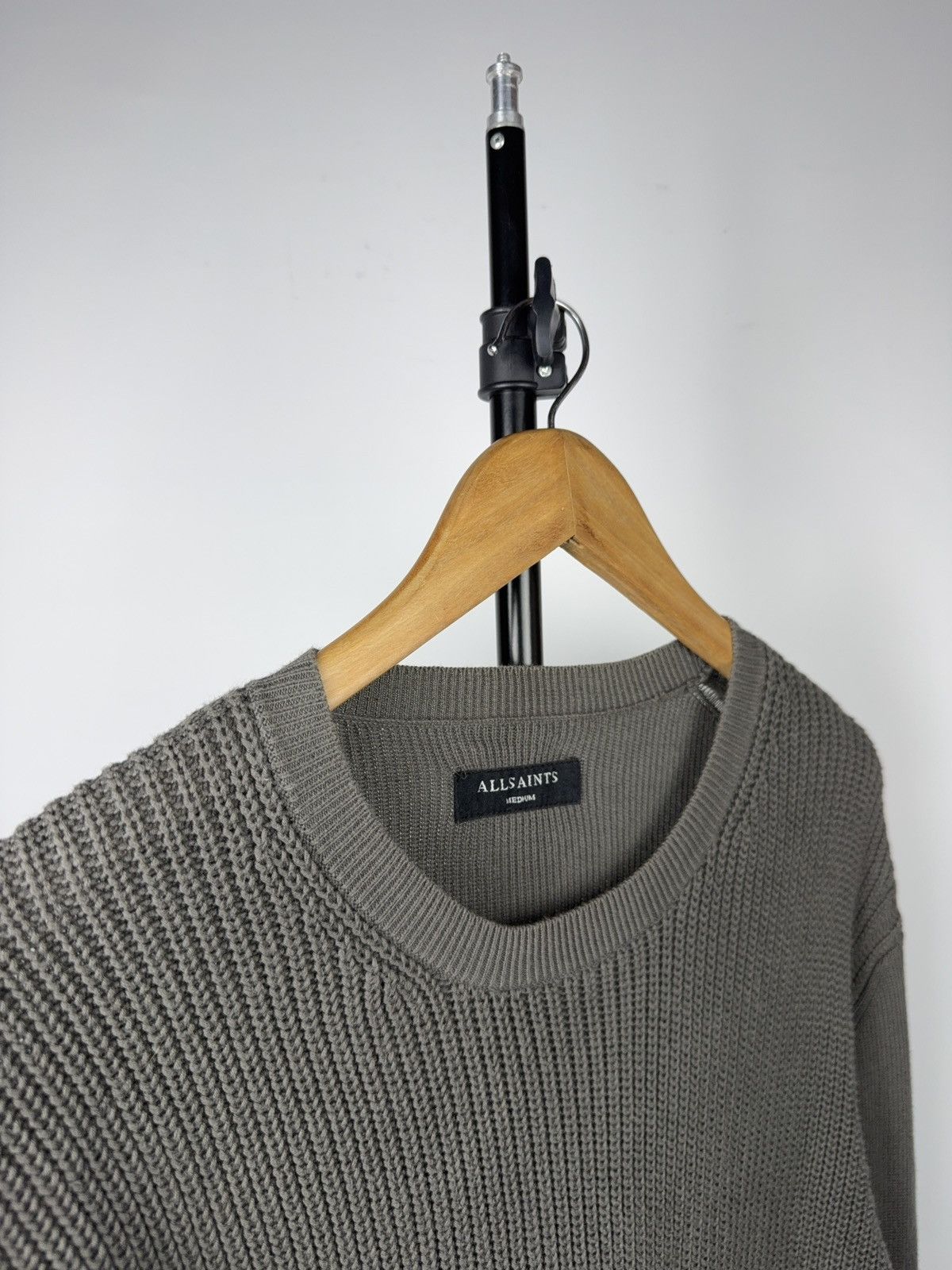 Allsaints Avant GardeAllSaints Grey Vertical Rib Knit Crewneck Sweater Size US M / EU 48-50 / 2 - 3 Thumbnail
