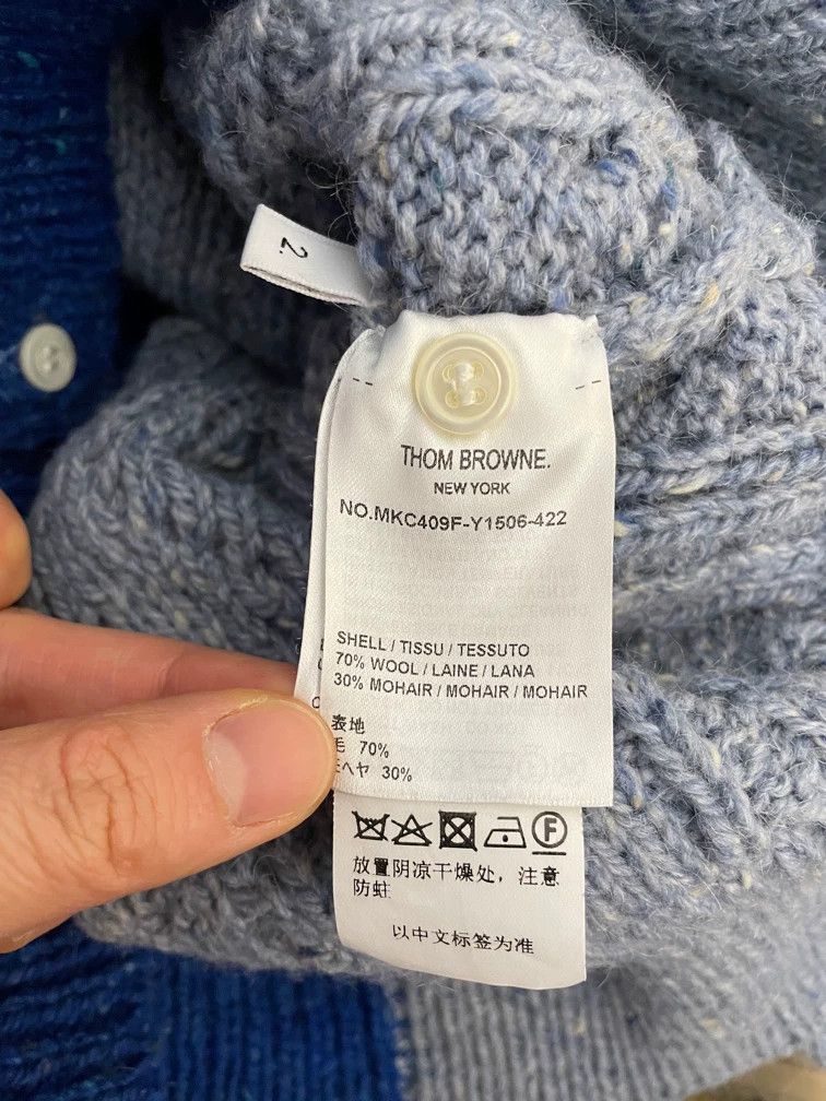 Thom Browne Thom browne Blue color block four-striped wool cardigan jac Size US M / EU 48-50 / 2 - 6 Thumbnail