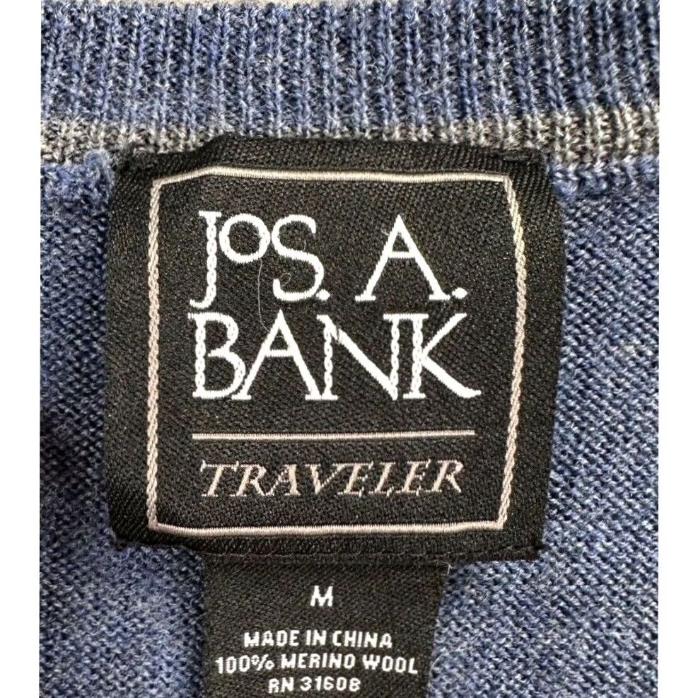 Jos. A. Bank Jos. A. Bank Traveler Merino Wool V-Neck Pullover Sweater Adult Medium Blue Mens Size US M / EU 48-50 / 2 - 4 Thumbnail