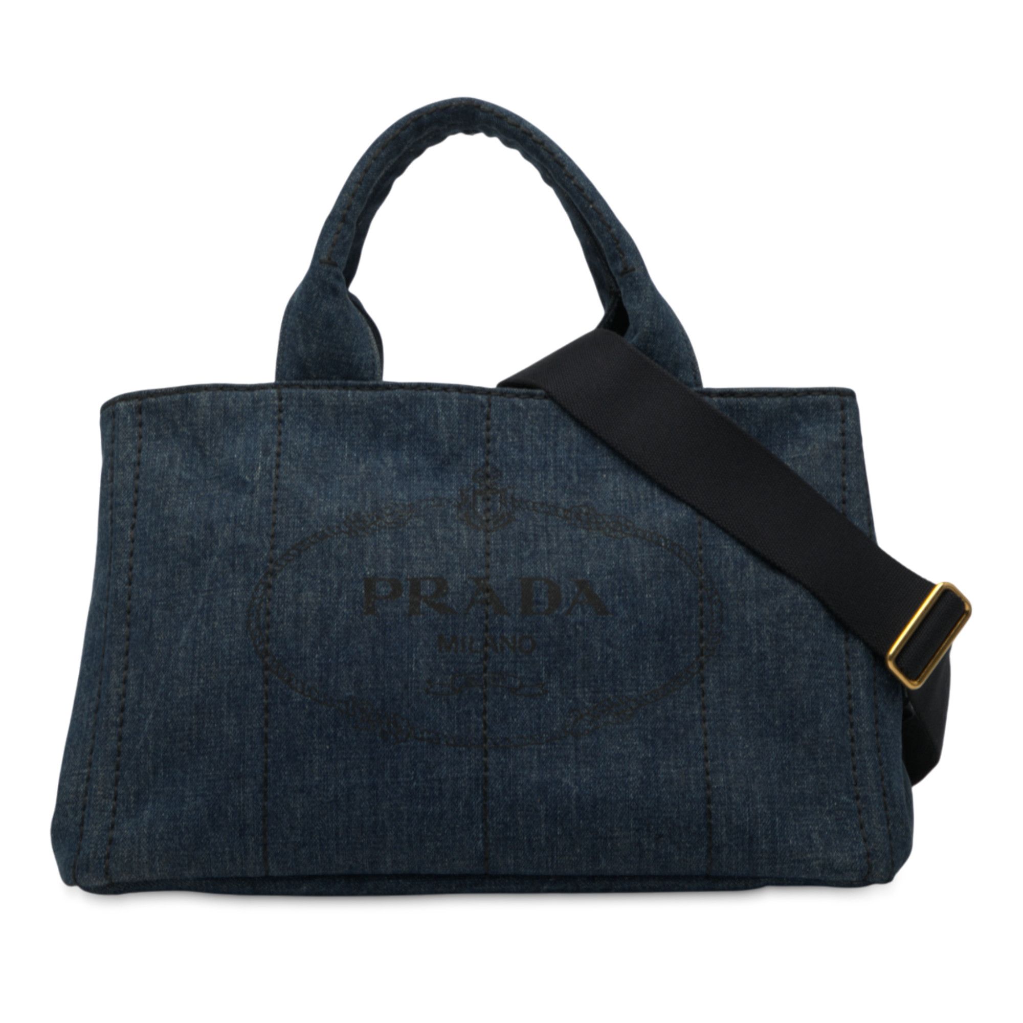 Prada Prada Denim Canapa Logo Satchel Size ONE SIZE - 1 Thumbnail