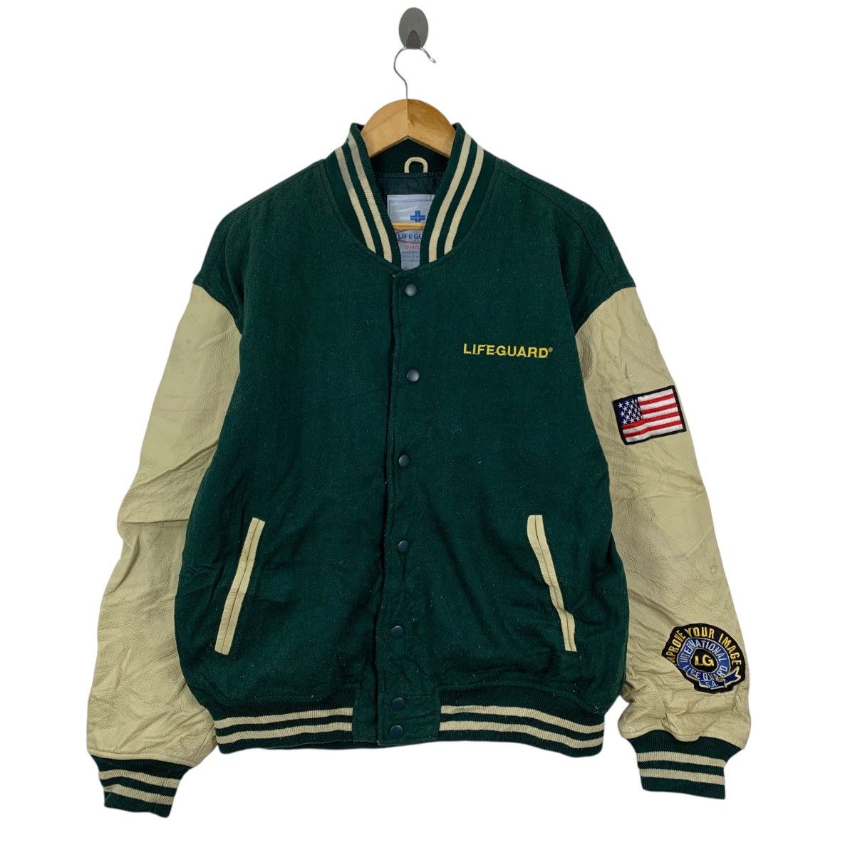 Vintage Vintage LIFEGUARD USA Cowhide Varsity Leather Bomber Jacket Size US M / EU 48-50 / 2 - 3 Thumbnail