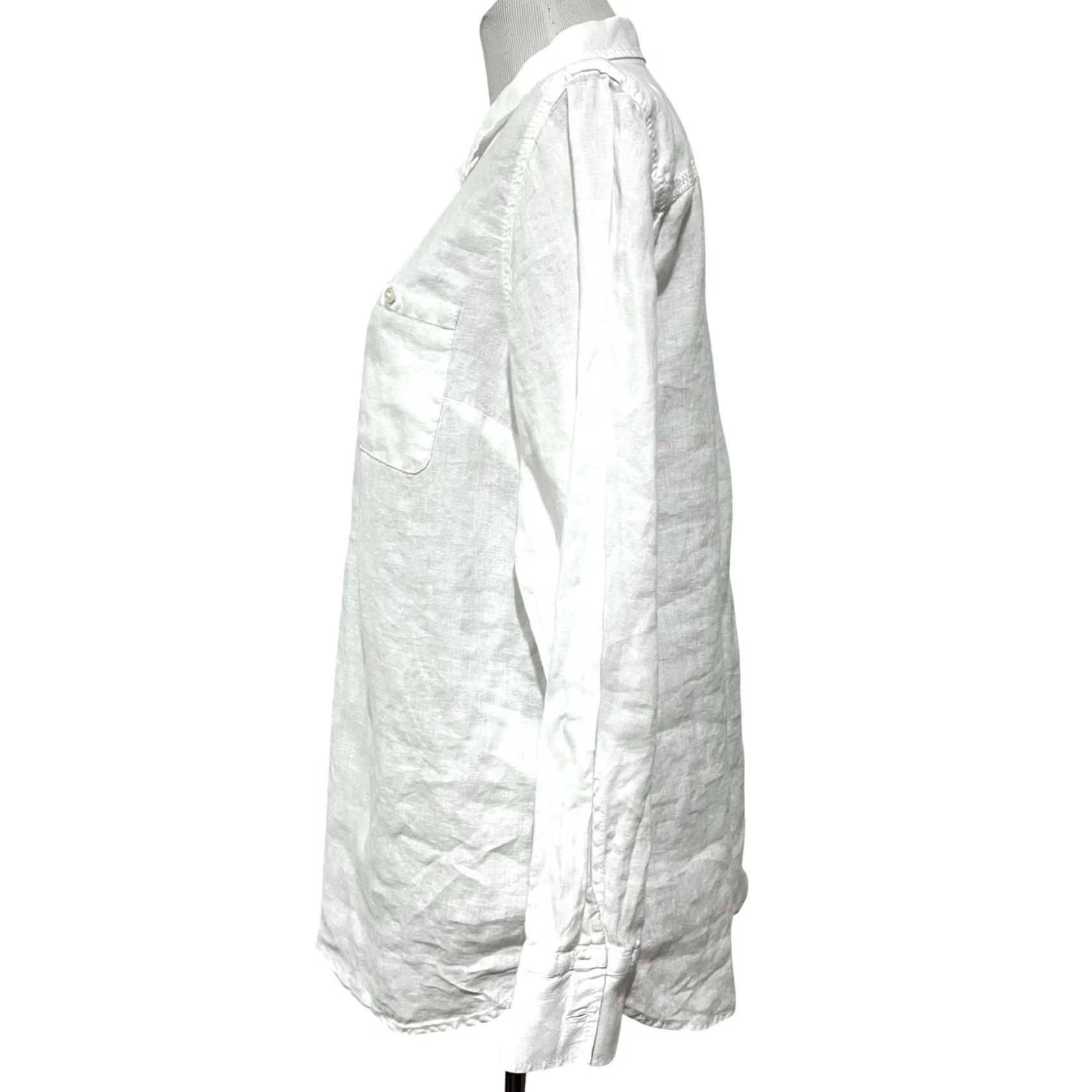 Talbots VINTAGE Talbots Women’s Linen Camp Shirt White Popover Pockets Long Sleeve European Sz L Size L / US 10 / IT 46 - 3 Thumbnail