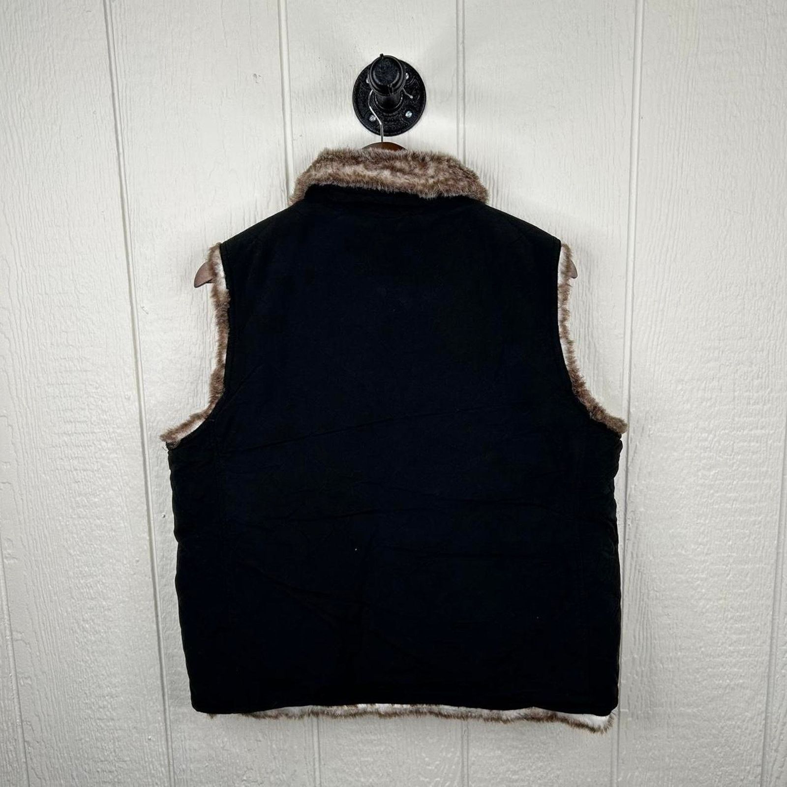 Other Vintage Y2K Fur Lined Black Zip-Up Winter Vest Large Size L / US 10 / IT 46 - 3 Thumbnail