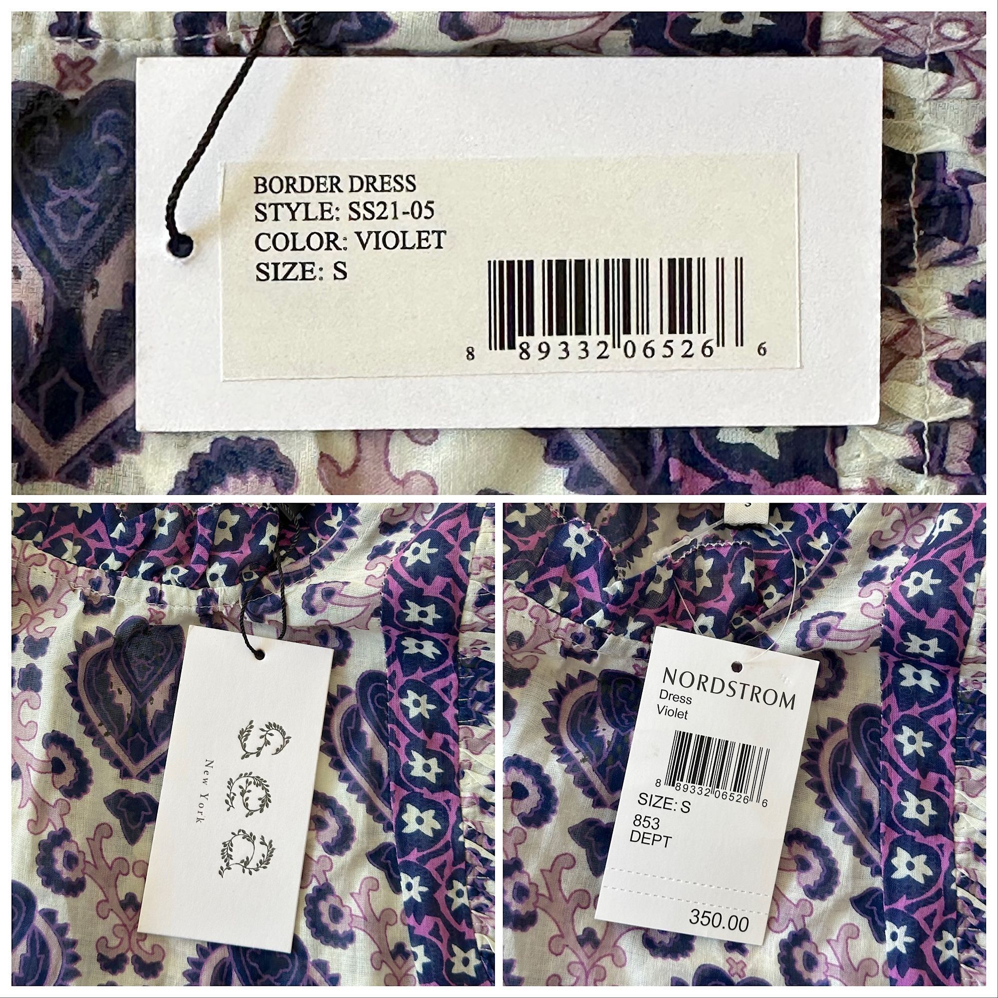 Sea New York Sea New York Violet Border Print Mini Dress S NWT Cotton Size S / US 4 / IT 40 - 4 Thumbnail