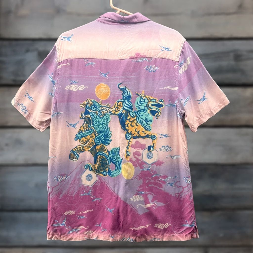 Topman VINTAGE? No. Topman Camp Shirt Mens M Purple Chinese Dragon Print Resort Short Sleeve Size US M / EU 48-50 / 2 - 1 Thumbnail