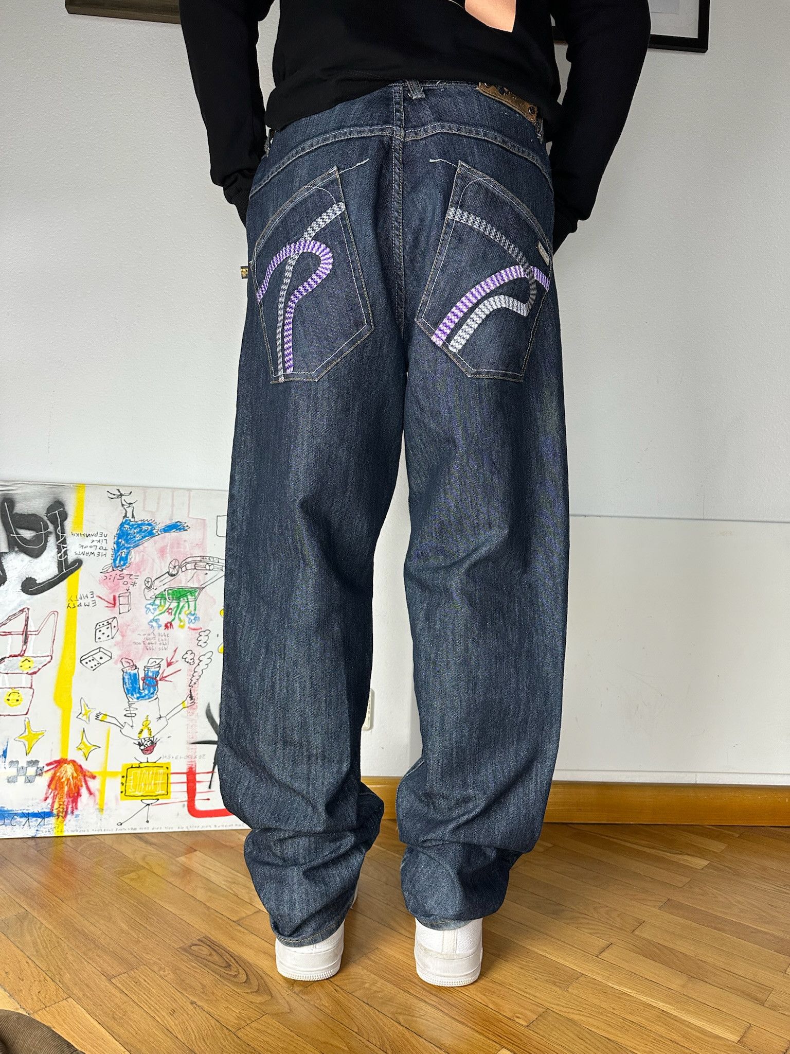 Pelle Pelle Pele Pele Embroidery Jeans rap baggy fit wide leg Size US 34 / EU 50 - 6 Thumbnail