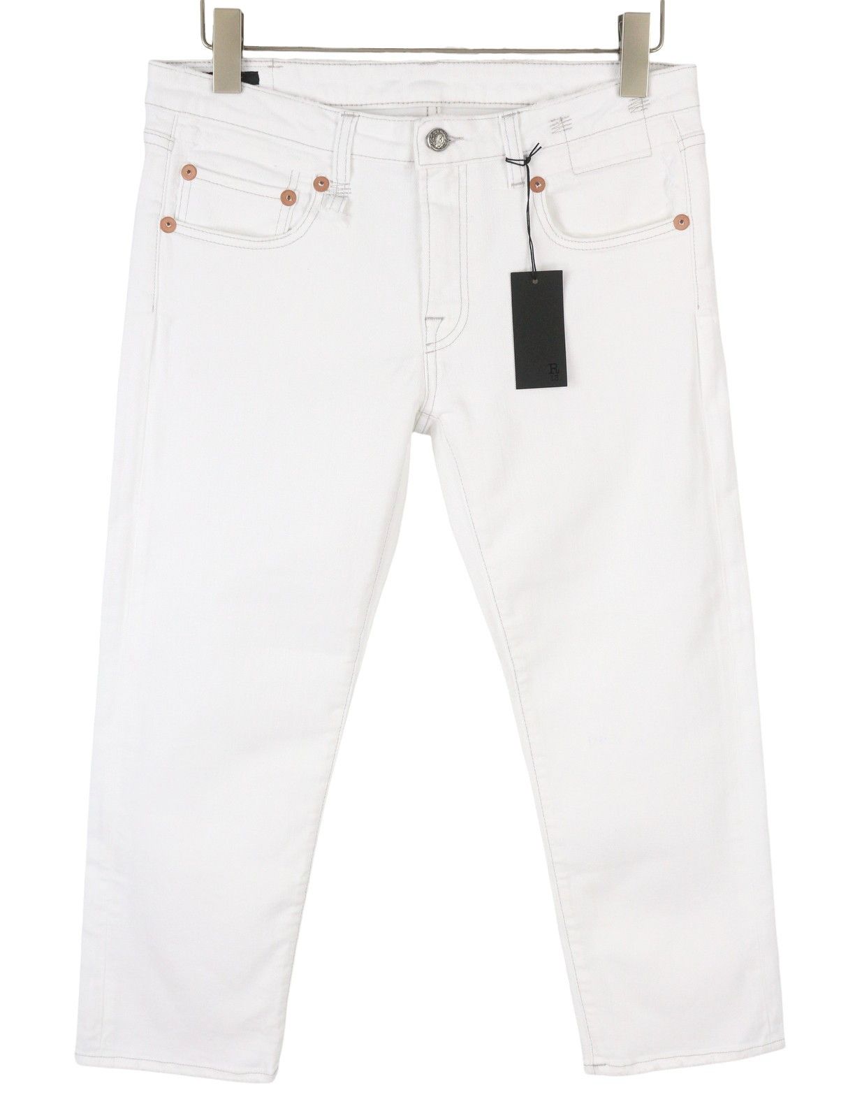 R13 BOY STRAIGHT 30 Bale White Cropped Ankle Zip Jeans 87159 Size 30" / US 8 / IT 44 - 3 Thumbnail