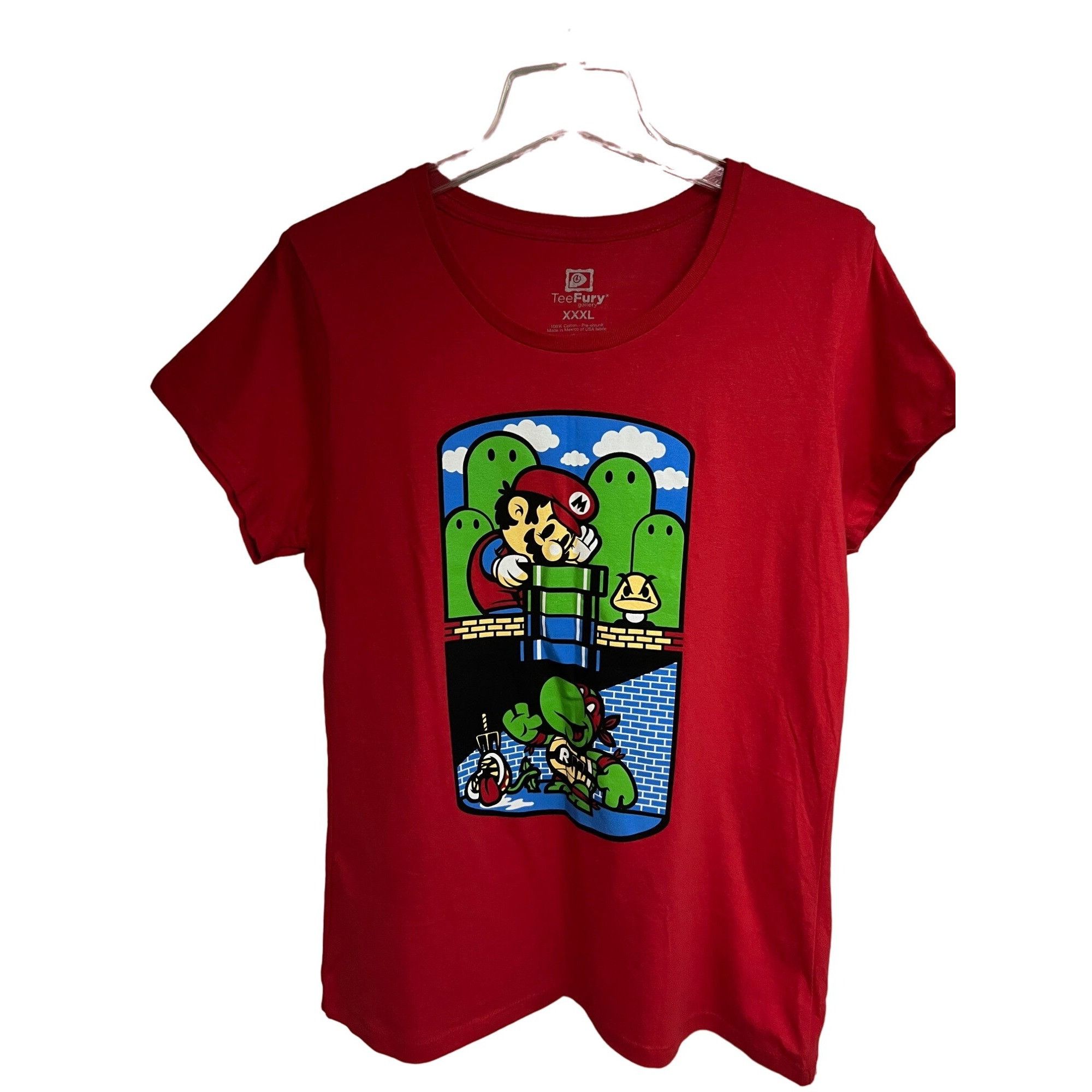 Teefury TeeFury Mario Bros Teenage Mutant Ninja Turtles Red Graphic Size 3XL / US 20-22 - 1 Thumbnail