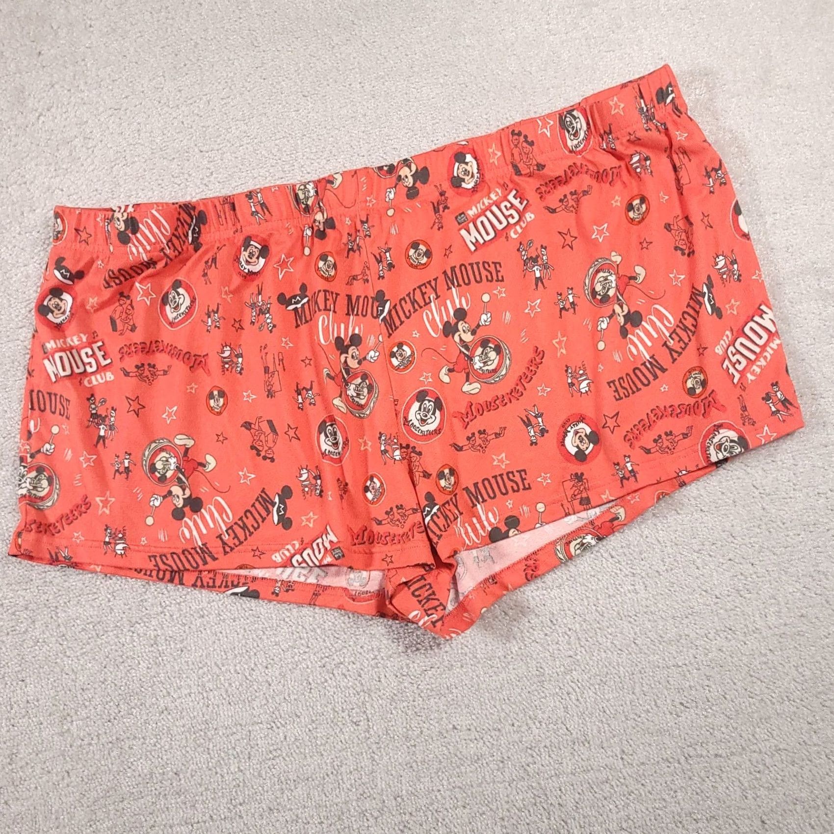 Disney Disney 100 Sleep Shorts Womens 3XL Red Mickey Soft Pull On Pajama Disney Tummy Mickey & Friends Goofy Minnie Pattern Retro Disney Theme Size 40" / US 18 - 2 Thumbnail