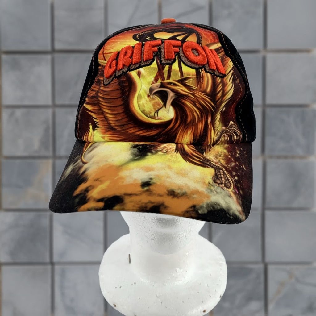 Vintage Busch Gardens Griffon Hat Cap Strap Back Black Orange Graphic Williamsburg Mens Size ONE SIZE - 1 Thumbnail