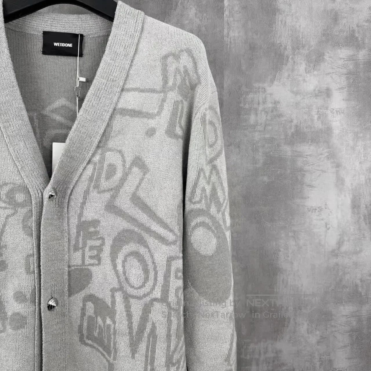WE11DONE Welldone Gray Graffiti Wool Cardigan. Size M / US 6-8 / IT 42-44 - 2 Thumbnail