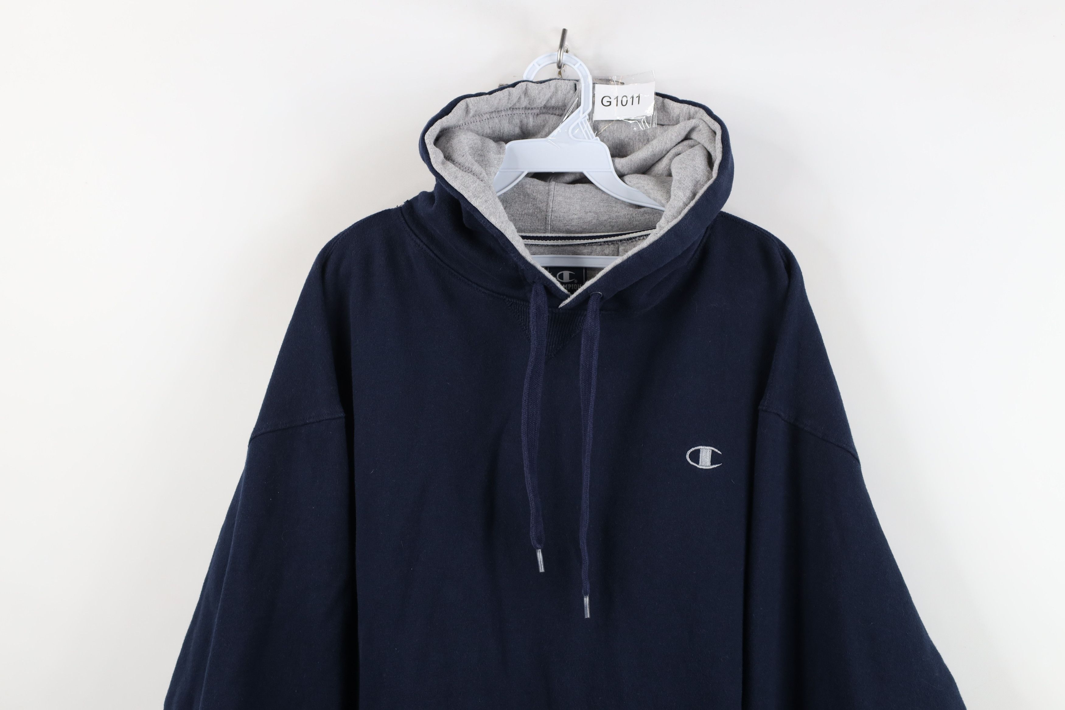 Champion Vintage Champion Heavyweight Hoodie Sweatshirt Navy Blue Size US XL / EU 56 / 4 - 2 Thumbnail
