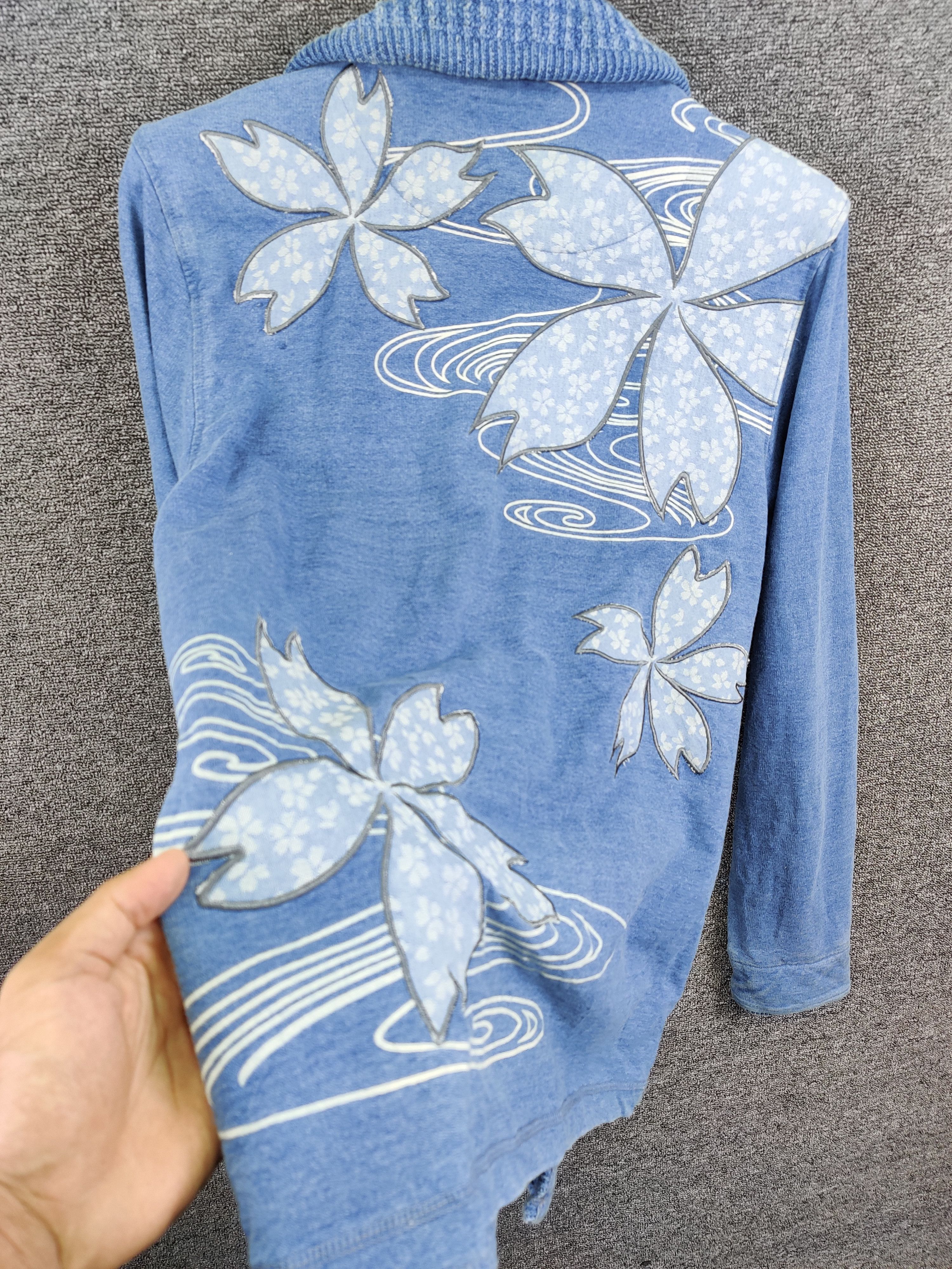 Japanese Brand Oriental Brand Nishiki Cherry Blossom Denim Button Jacket Size US M / EU 48-50 / 2 - 7 Thumbnail