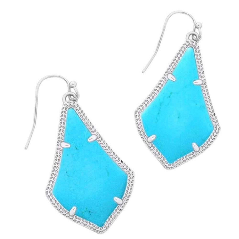 Kendra Scott Kendra Scott Alex Turquoise Blue Silver Tone Drop Earrings Size ONE SIZE - 1 Thumbnail