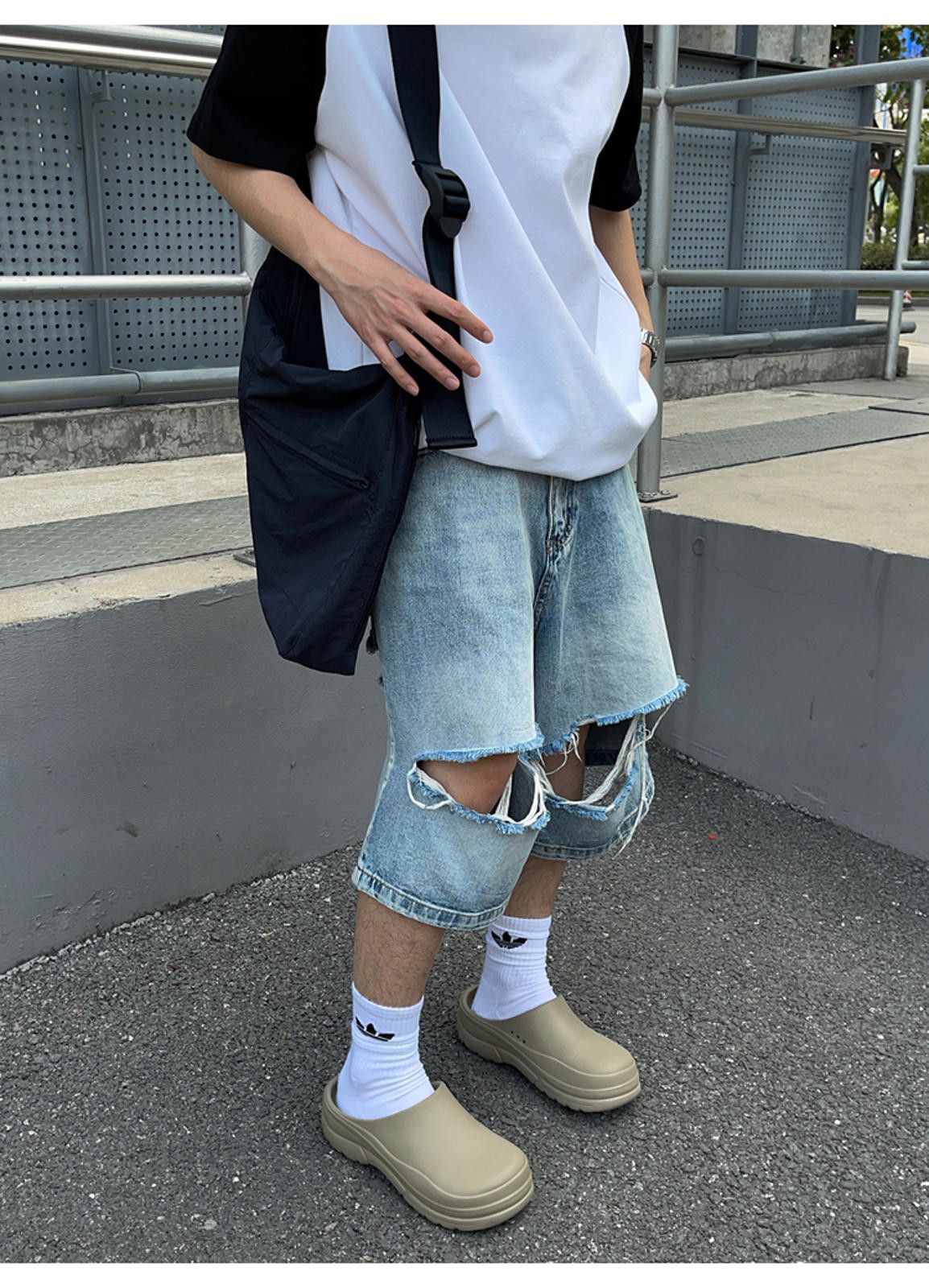 Jean × Vintage Men's Distressed Denim Shorts, Ripped Baggy Jean Shorts Size US 30 / EU 46 - 6 Thumbnail