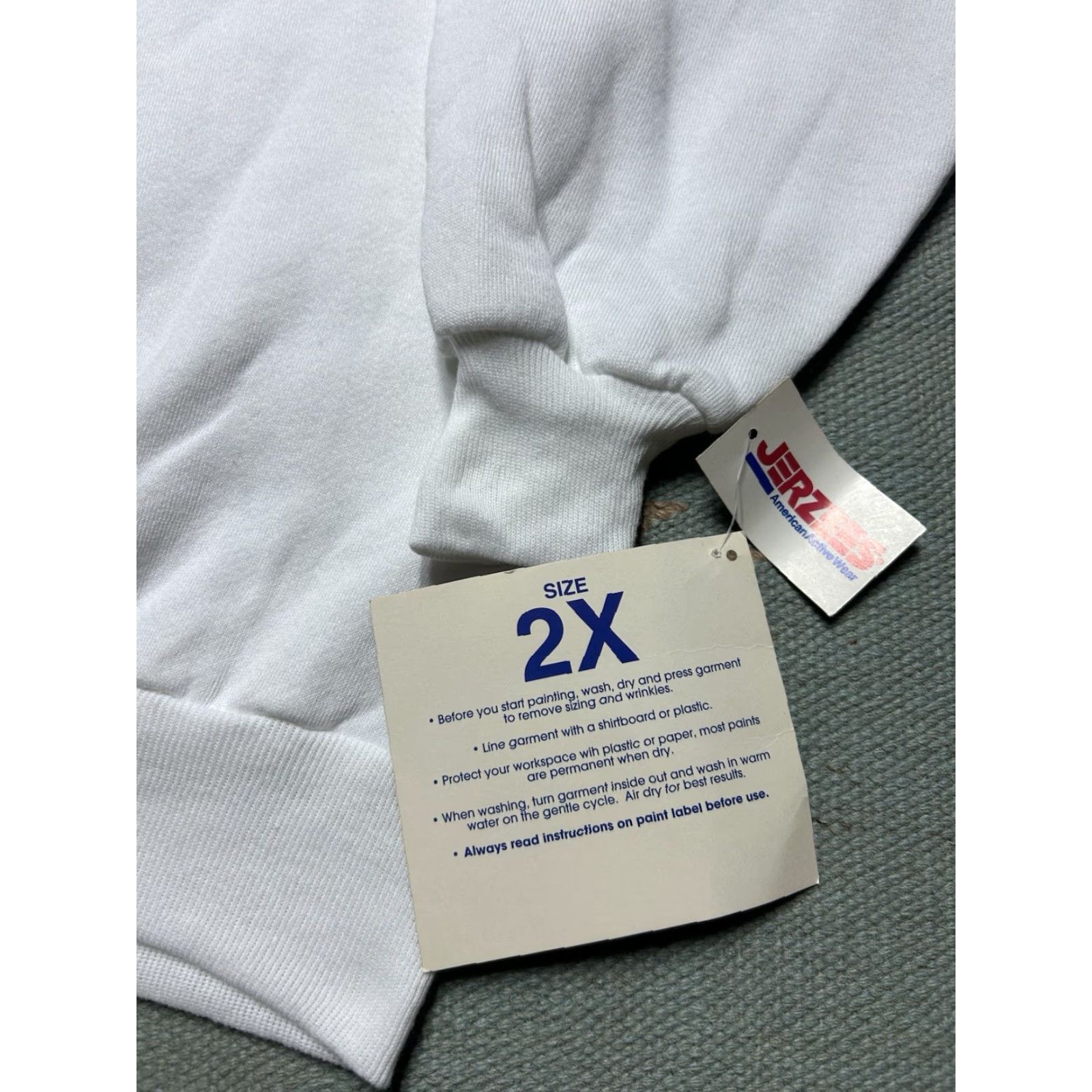 Jerzees VINTAGE 80s Jerzees Russell Sweatshirt Crewneck White DEADSTOCK NWT XXL Men Pullover Blank Plain Size US XXL / EU 58 / 5 - 3 Thumbnail