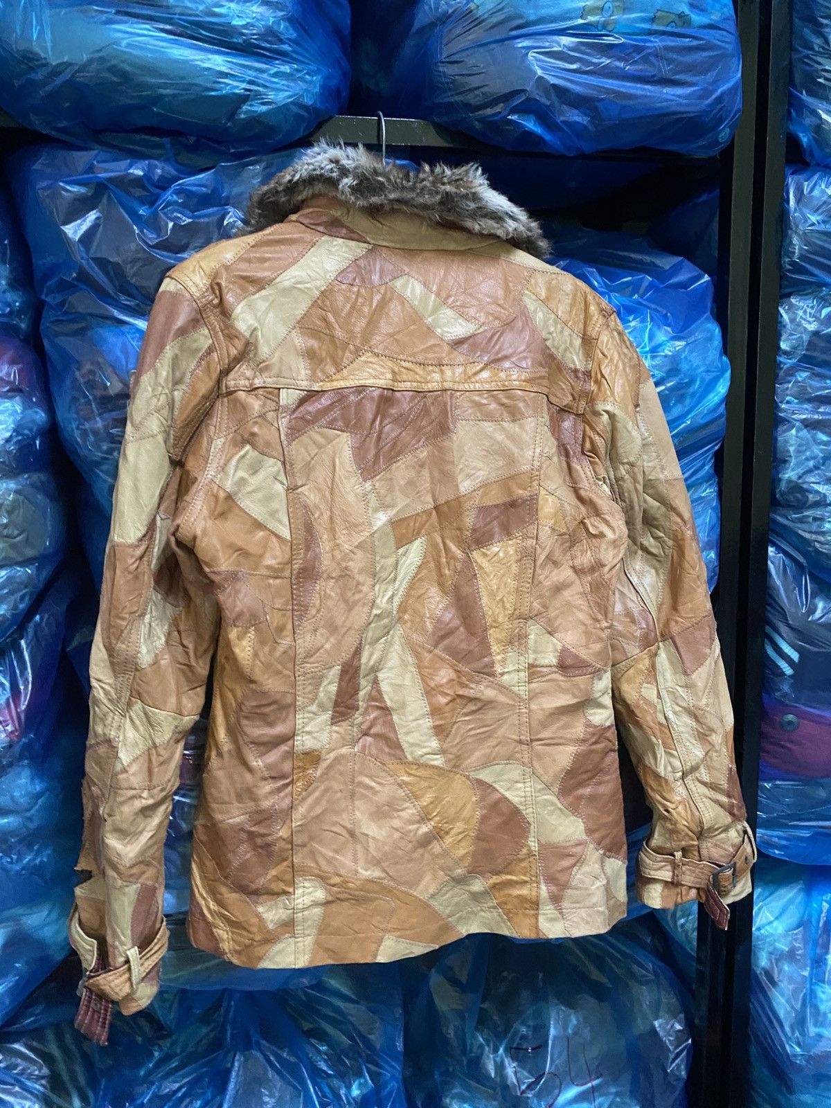 Japanese Brand Patchwork Leather Faux Fur Collar - “ALL THE WAY” Distressed Size M / US 6-8 / IT 42-44 - 12 Thumbnail